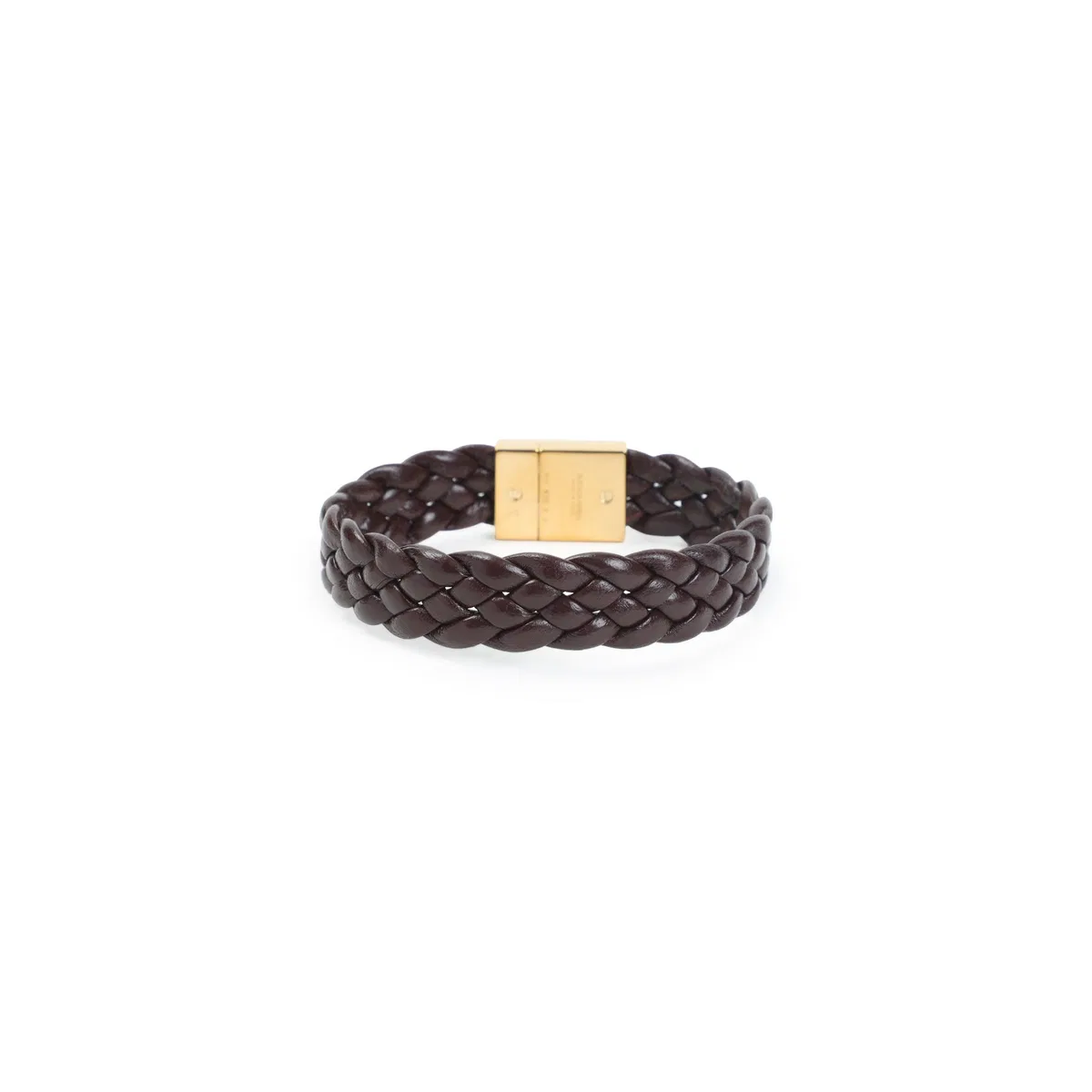 Bottega Veneta Dark Barolo Intrecciato Leather Bracelet
