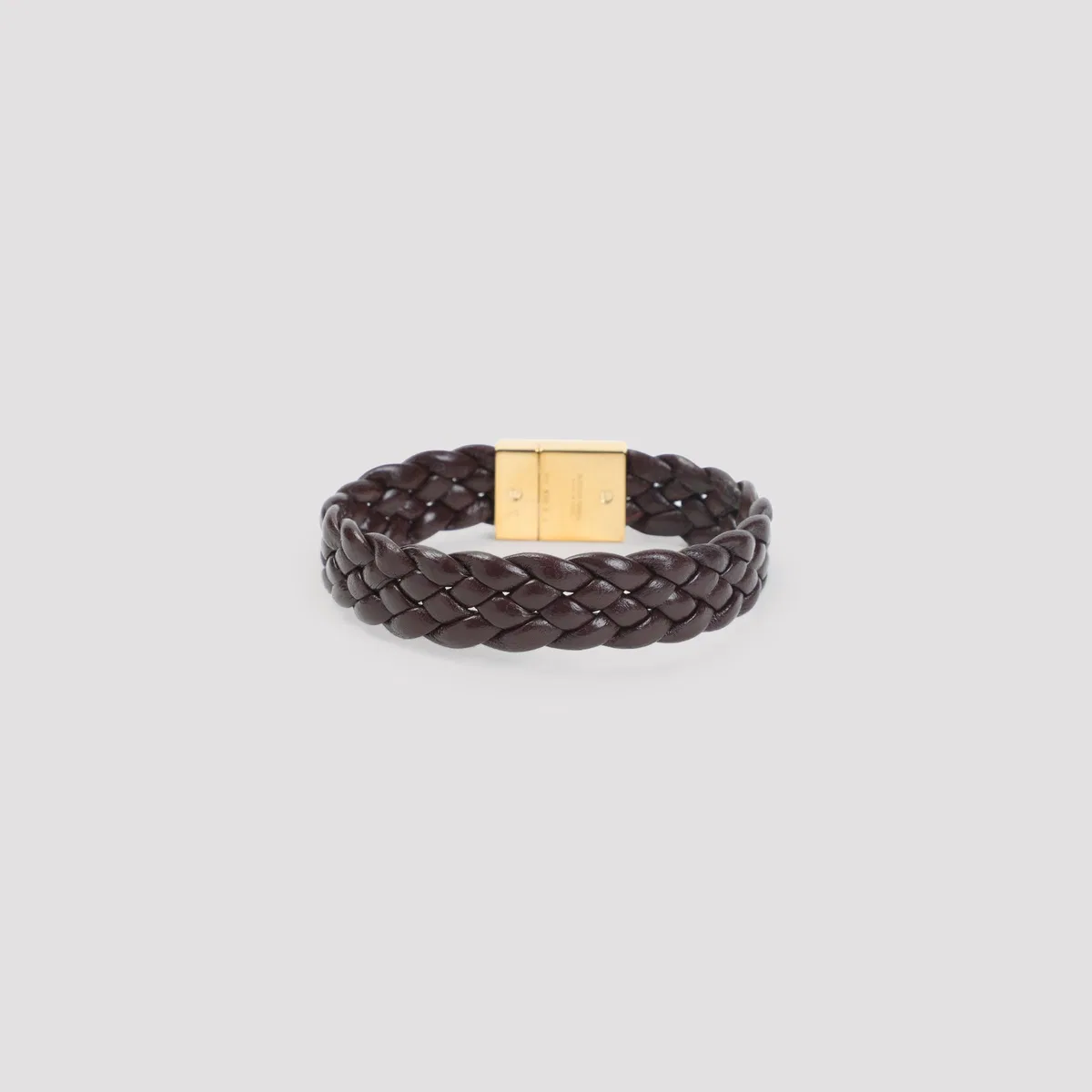 Bottega Veneta Dark Barolo Intrecciato Leather Bracelet