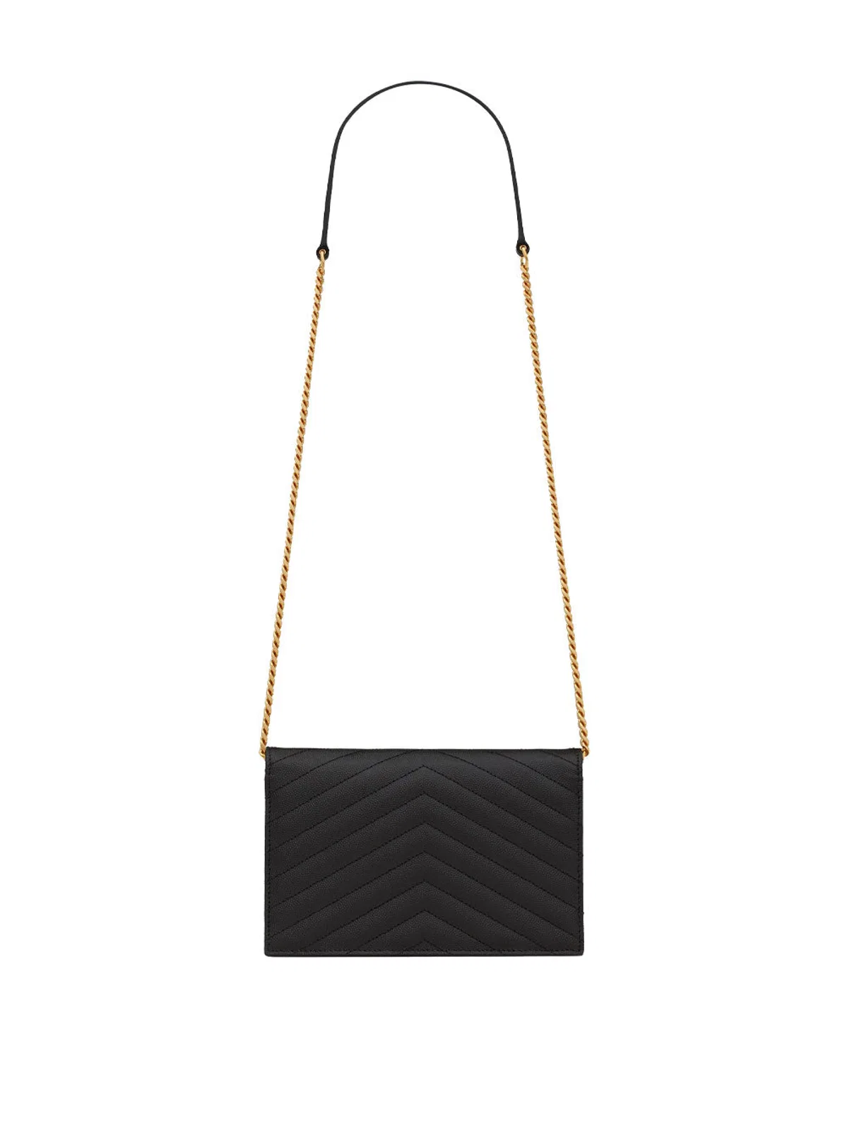 Saint Laurent Cassandre Envelope Chain Wallet In Grain
