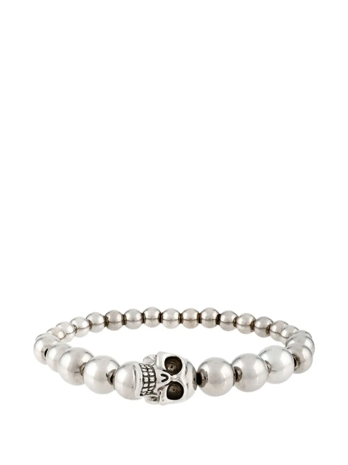 Alexander Mcqueen Silver Tone Engraved Skull Bracelet