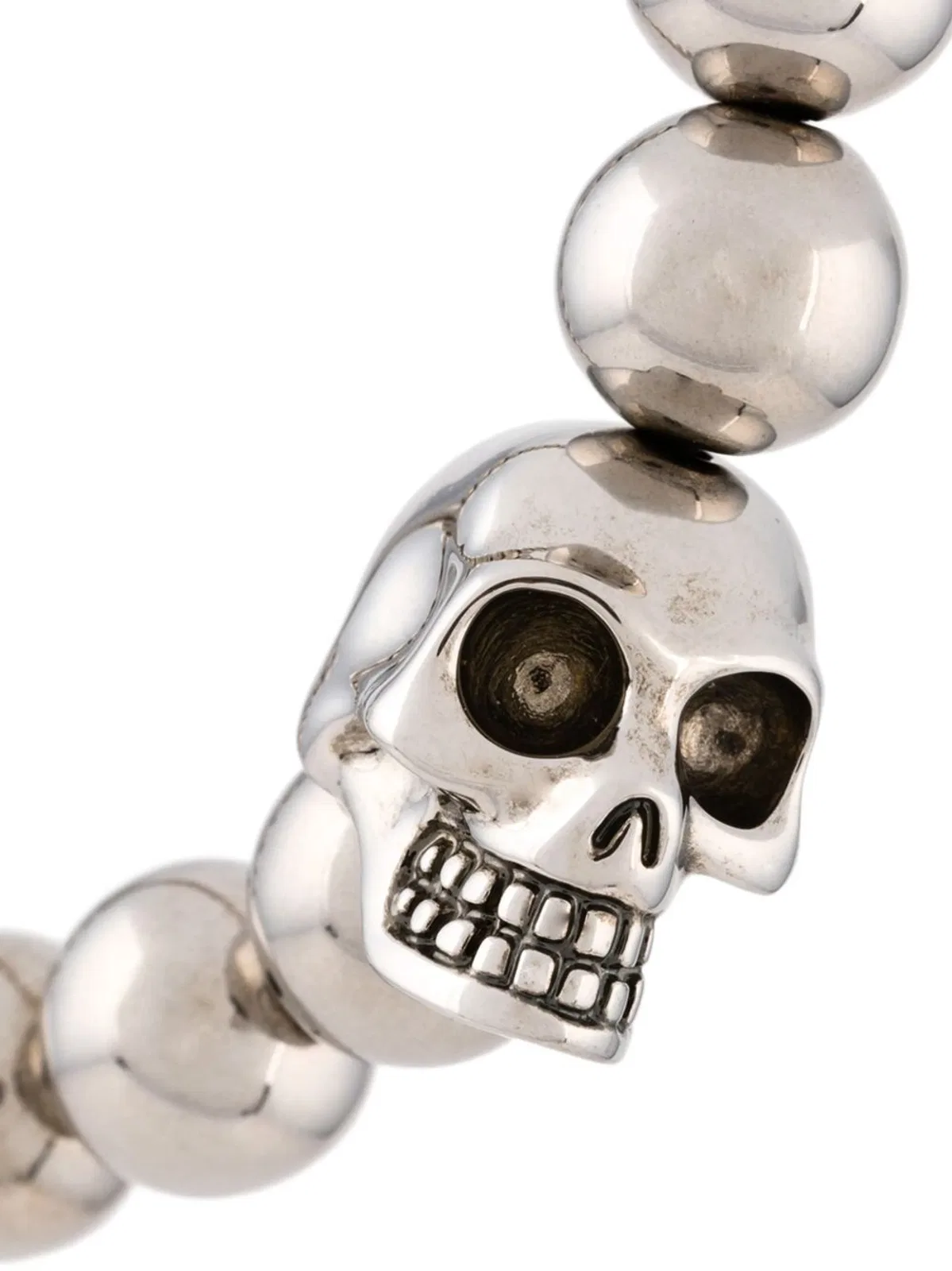 Alexander Mcqueen Silver Tone Engraved Skull Bracelet