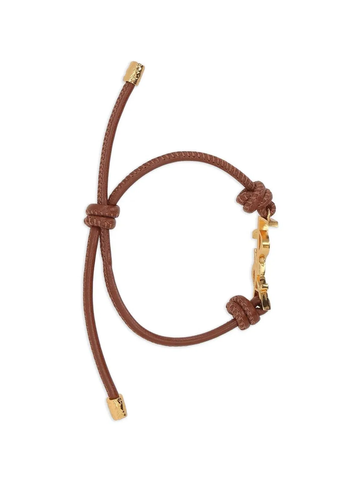 Saint Laurent Brown Leather Cassandre Bracelet