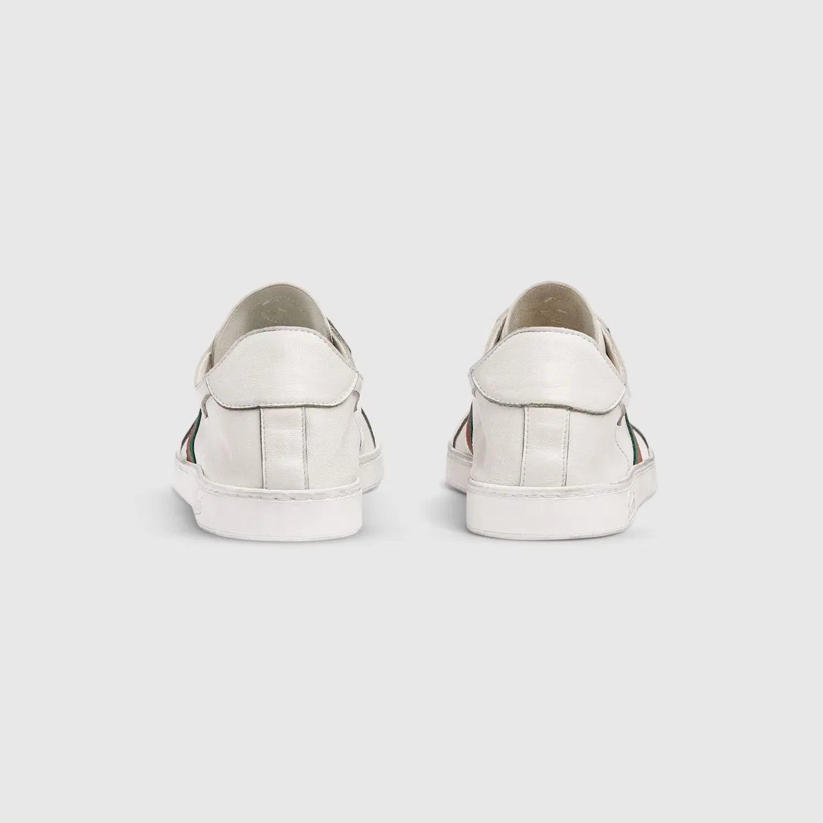 Gucci White Leather Stretch Sneakers