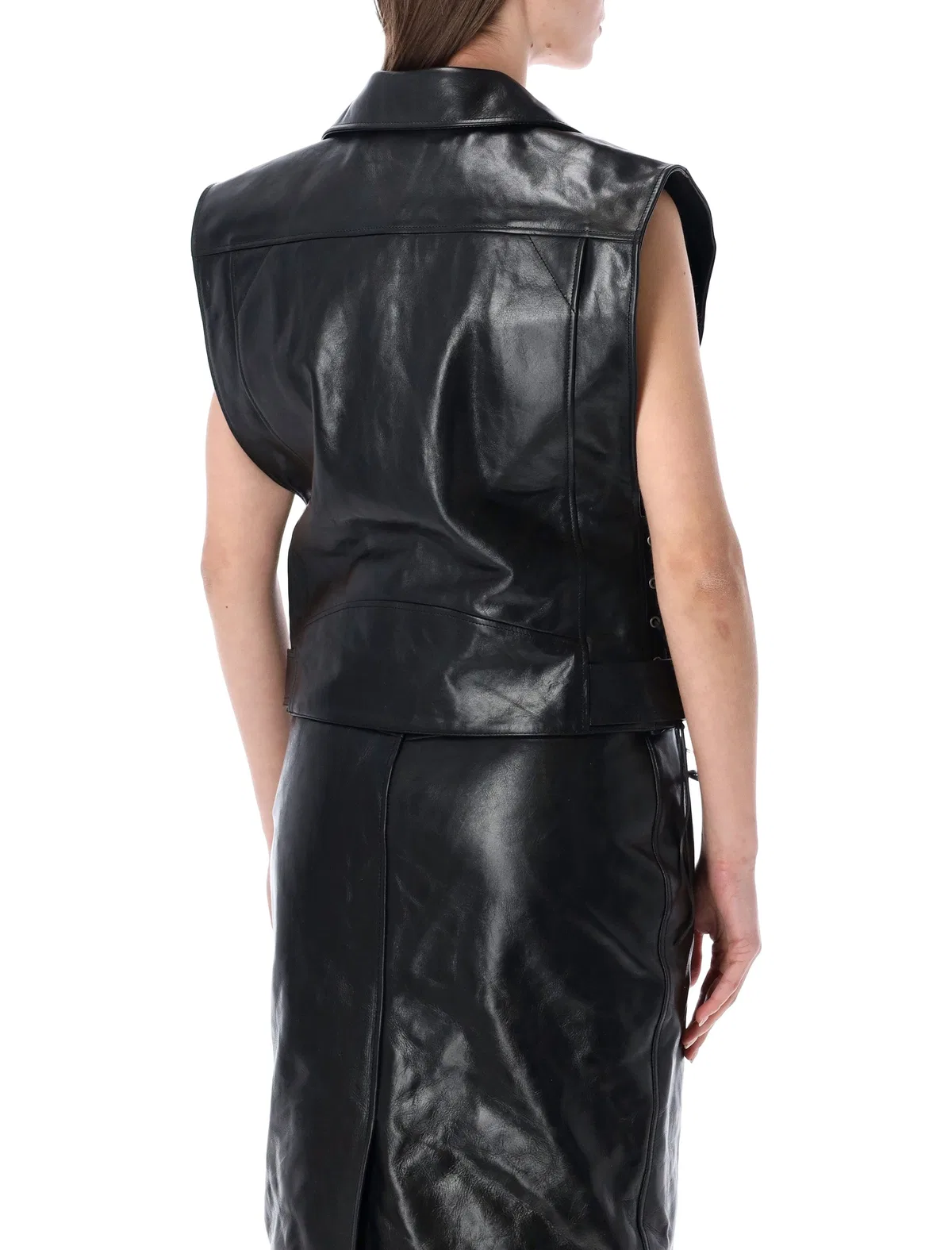 Saint Laurent Leather Biker Vest With Belt