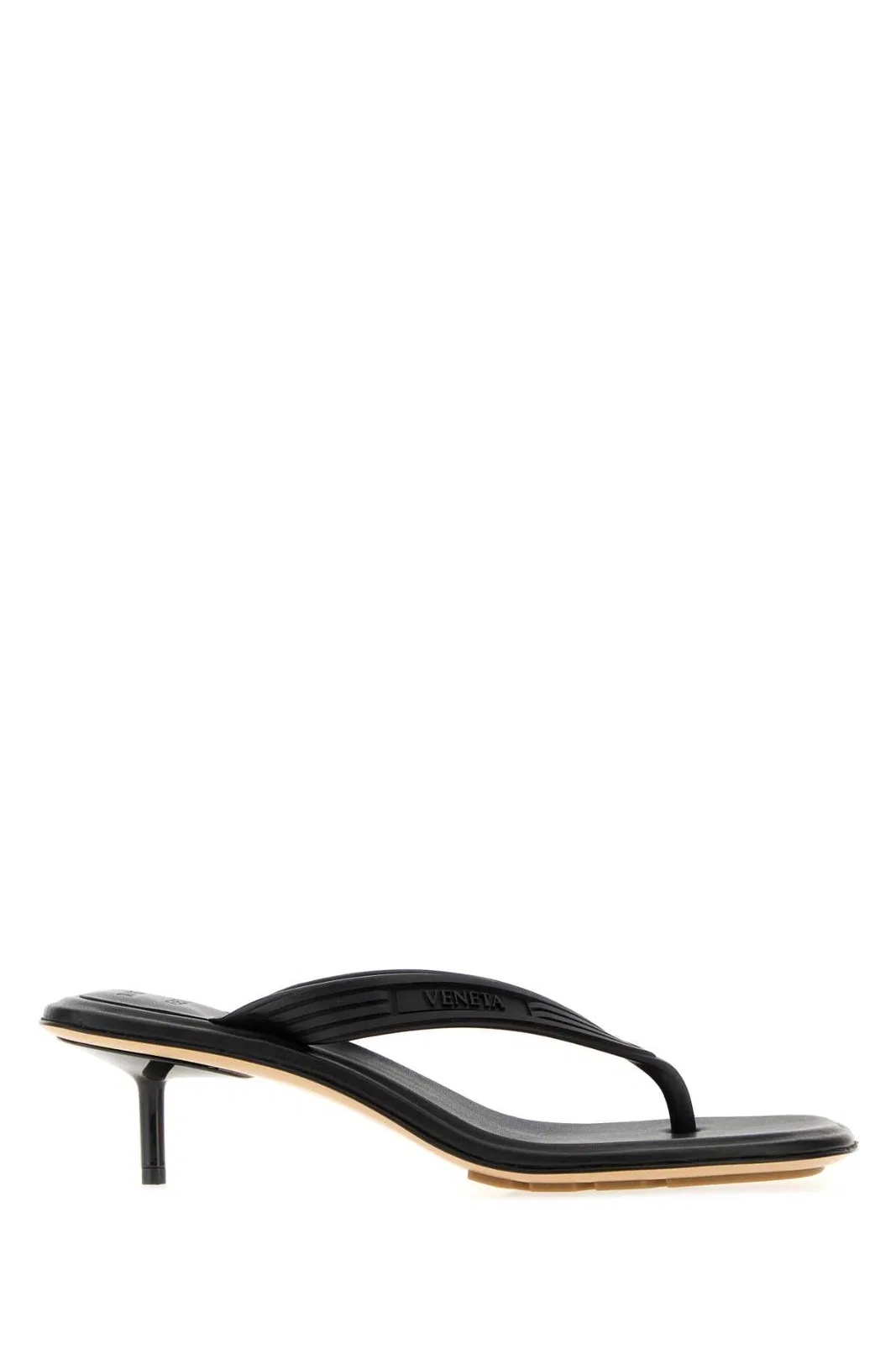 Bottega Veneta Black Rubber Sampieri Thong Mules
