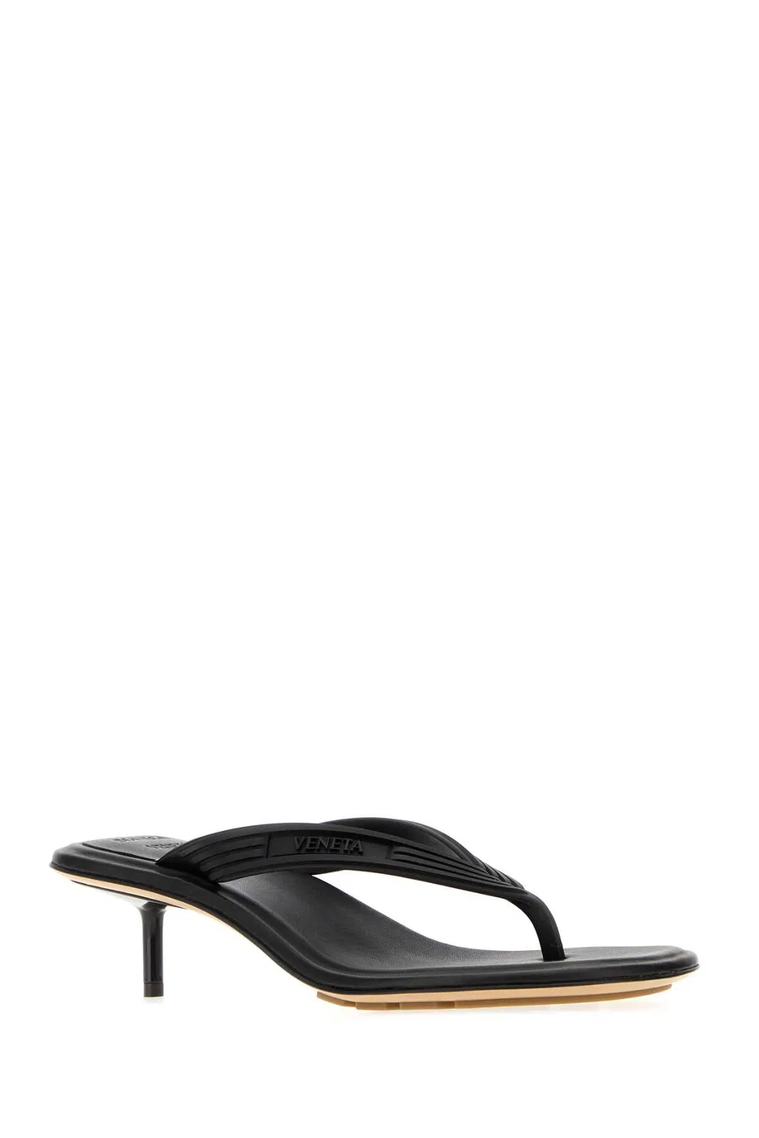 Bottega Veneta Black Rubber Sampieri Thong Mules