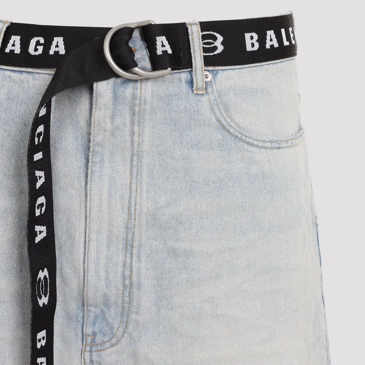 Balenciaga Light Blue Belted Shorts