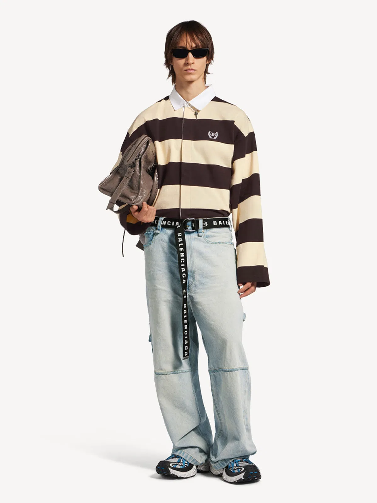 Balenciaga Striped Jersey Polo Shirt In Cotton, Bro