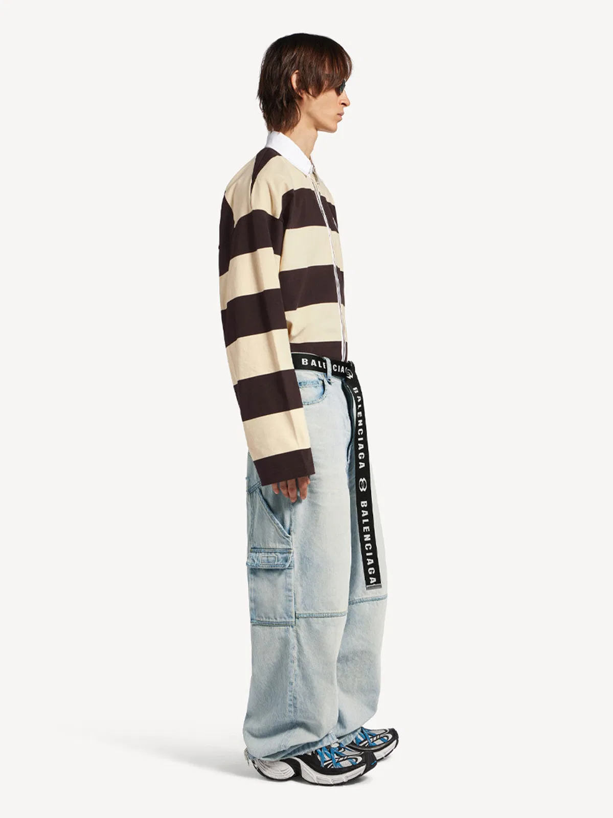 Balenciaga Striped Jersey Polo Shirt In Cotton, Bro