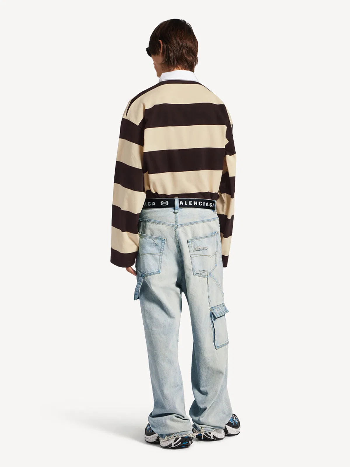 Balenciaga Striped Jersey Polo Shirt In Cotton, Bro