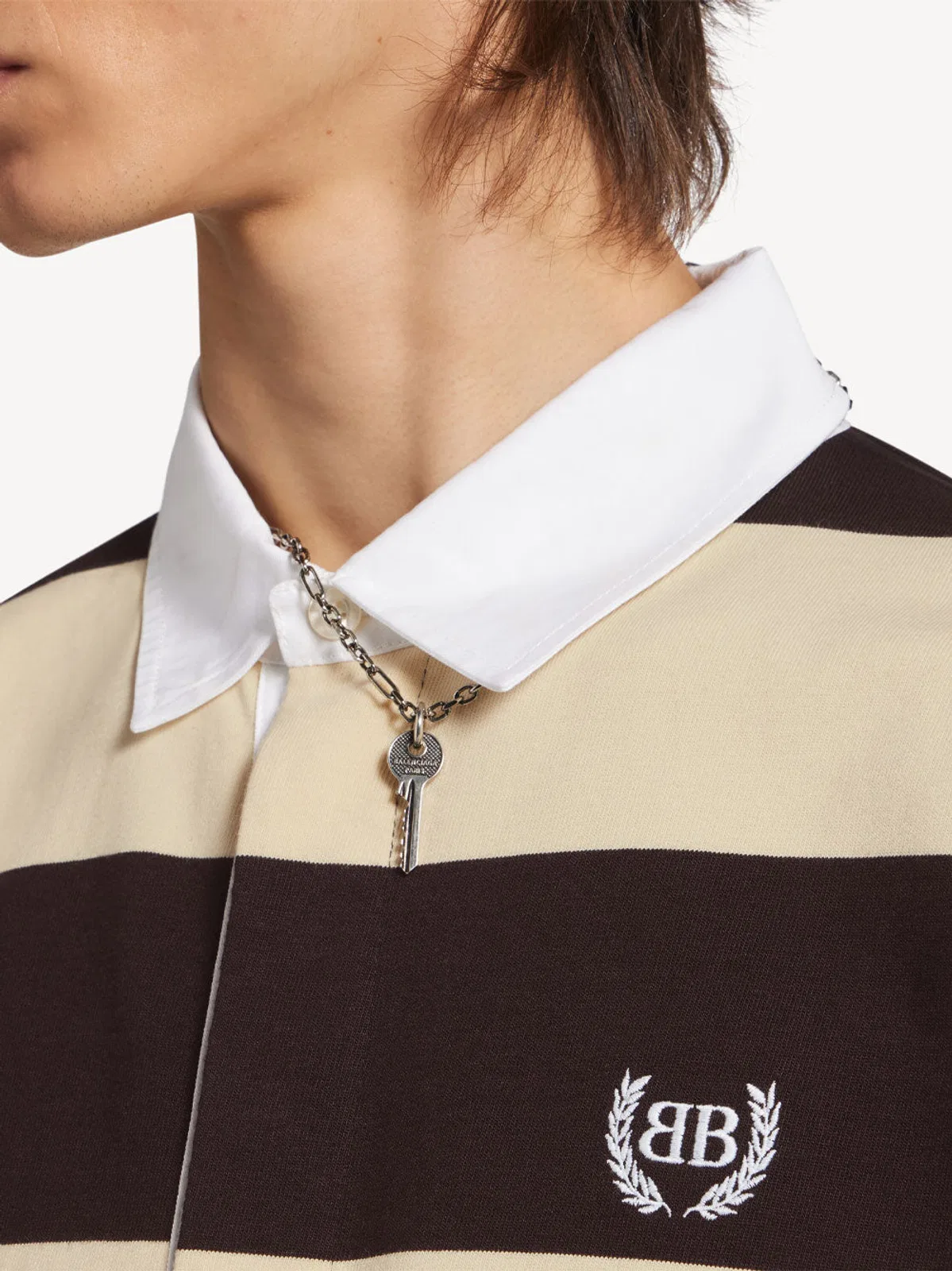 Balenciaga Striped Jersey Polo Shirt In Cotton, Bro