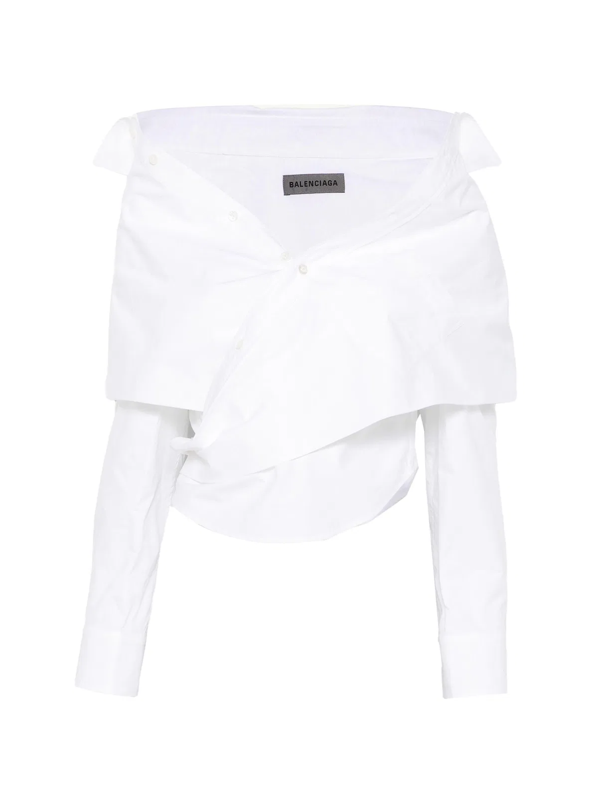 Balenciaga Off-Shoulder Wrap-Style Blouse