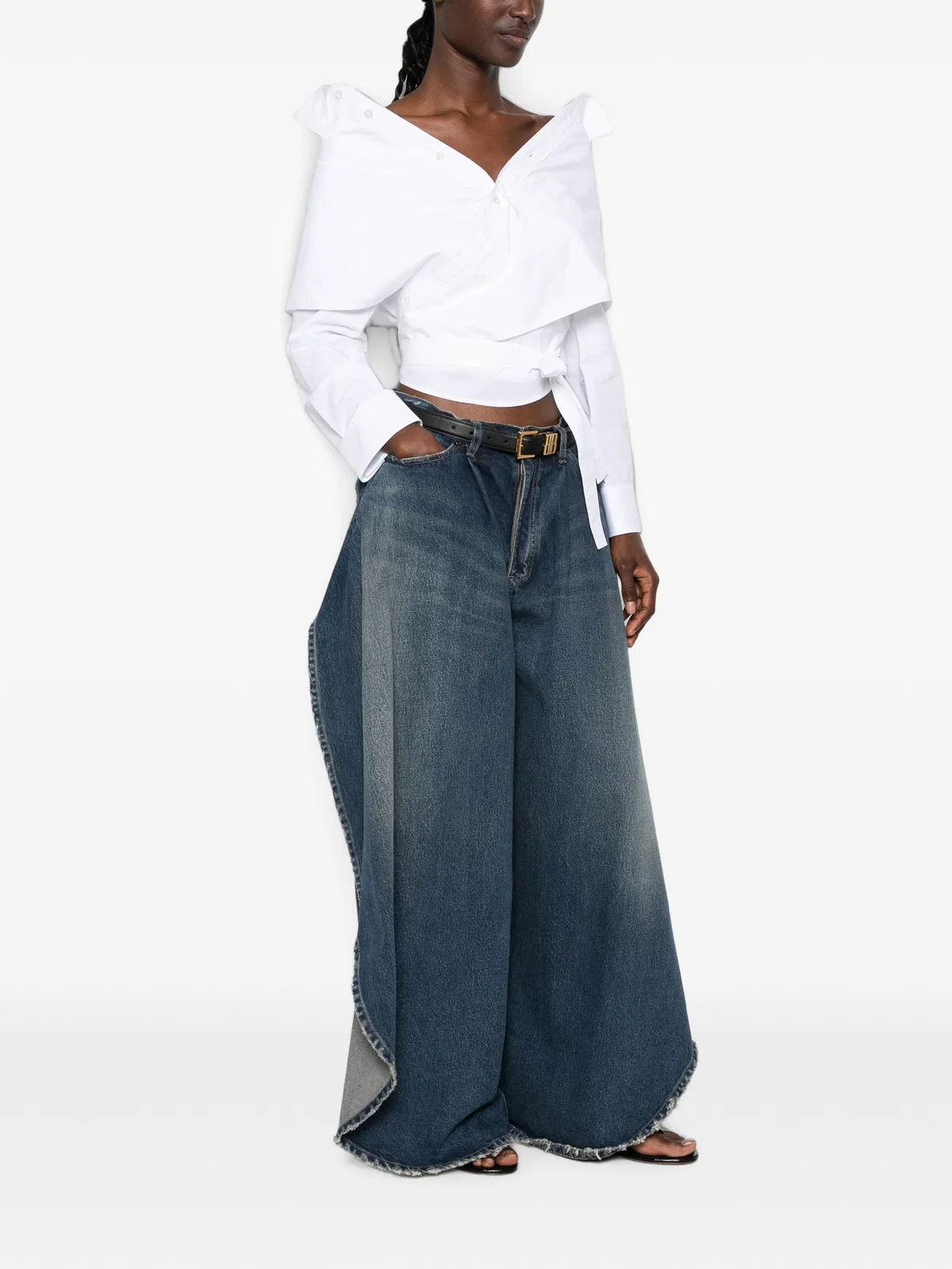Balenciaga Off-Shoulder Wrap-Style Blouse