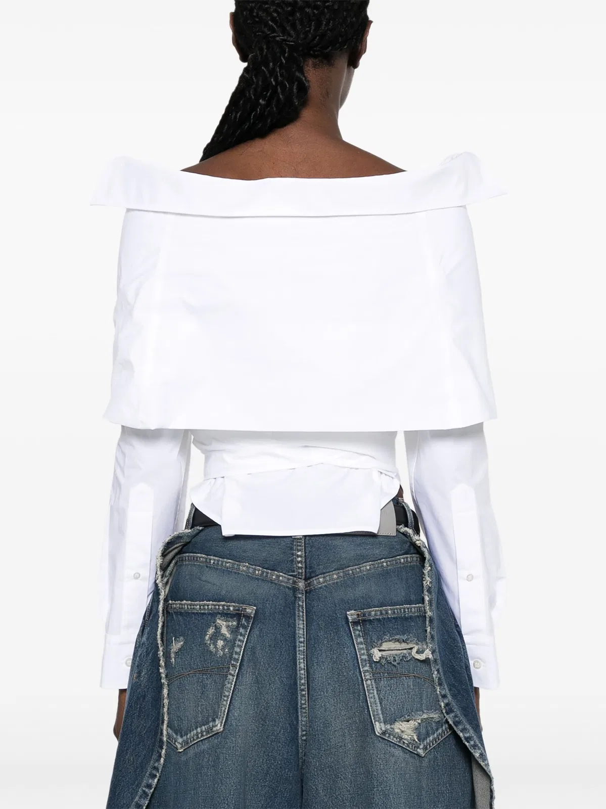 Balenciaga Off-Shoulder Wrap-Style Blouse