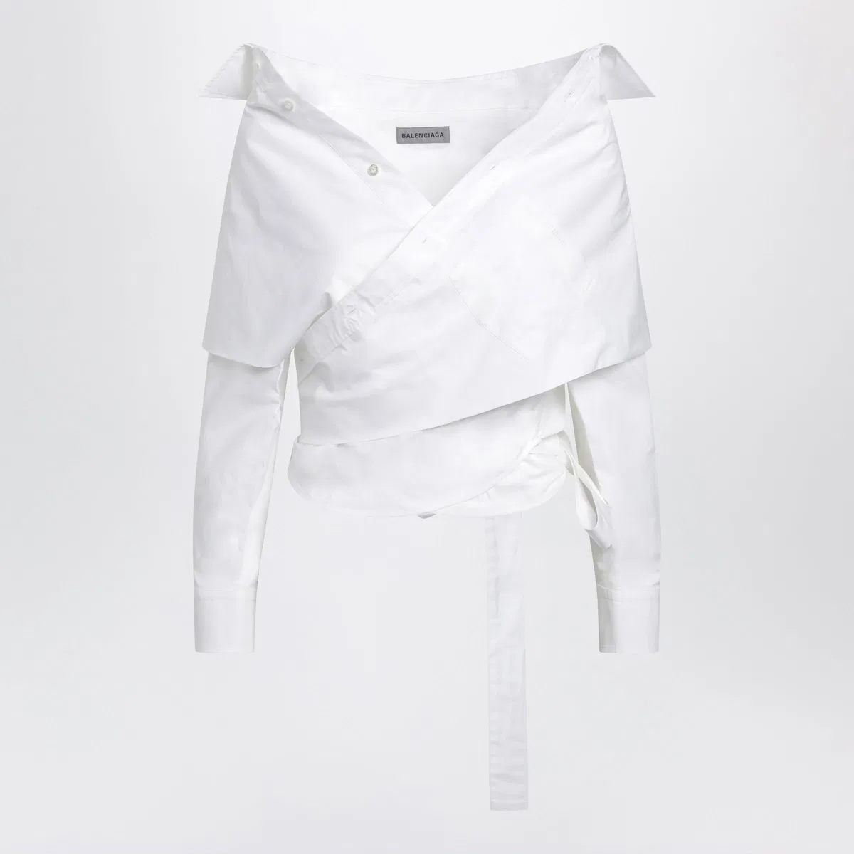 Balenciaga White Wrap Shirt With Off-Shoulder Desig