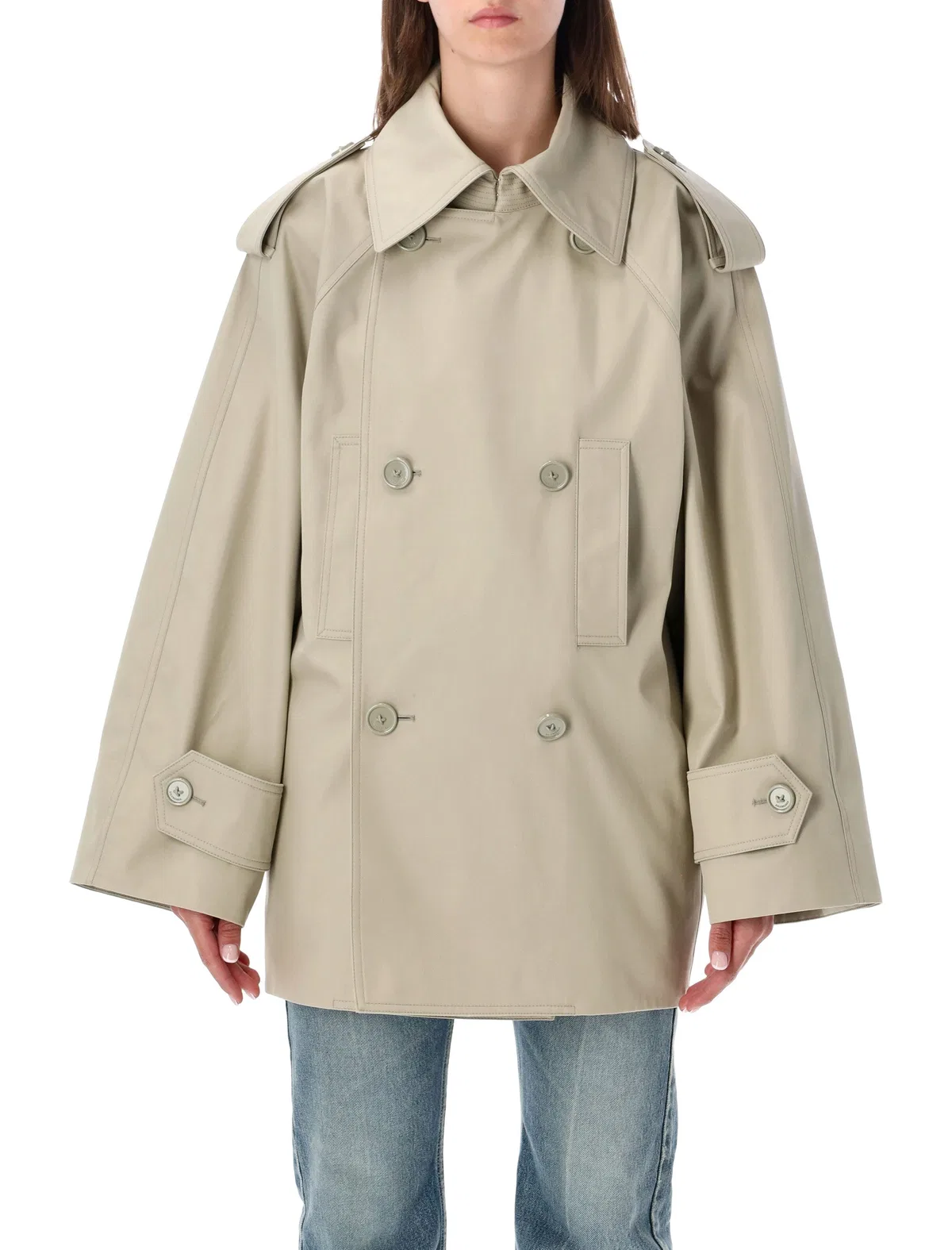 Balenciaga Double-Breasted Cotton Trench Coat