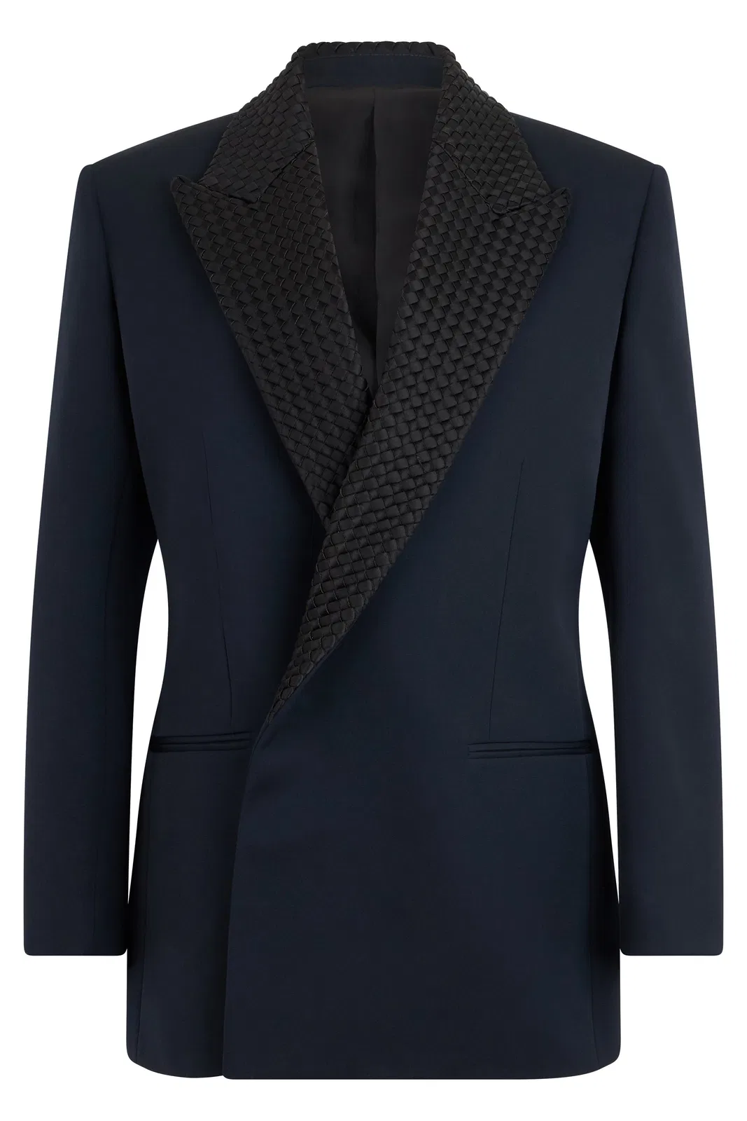 Bottega Veneta Midnight Blue Wool Intrecciato Collar Tu