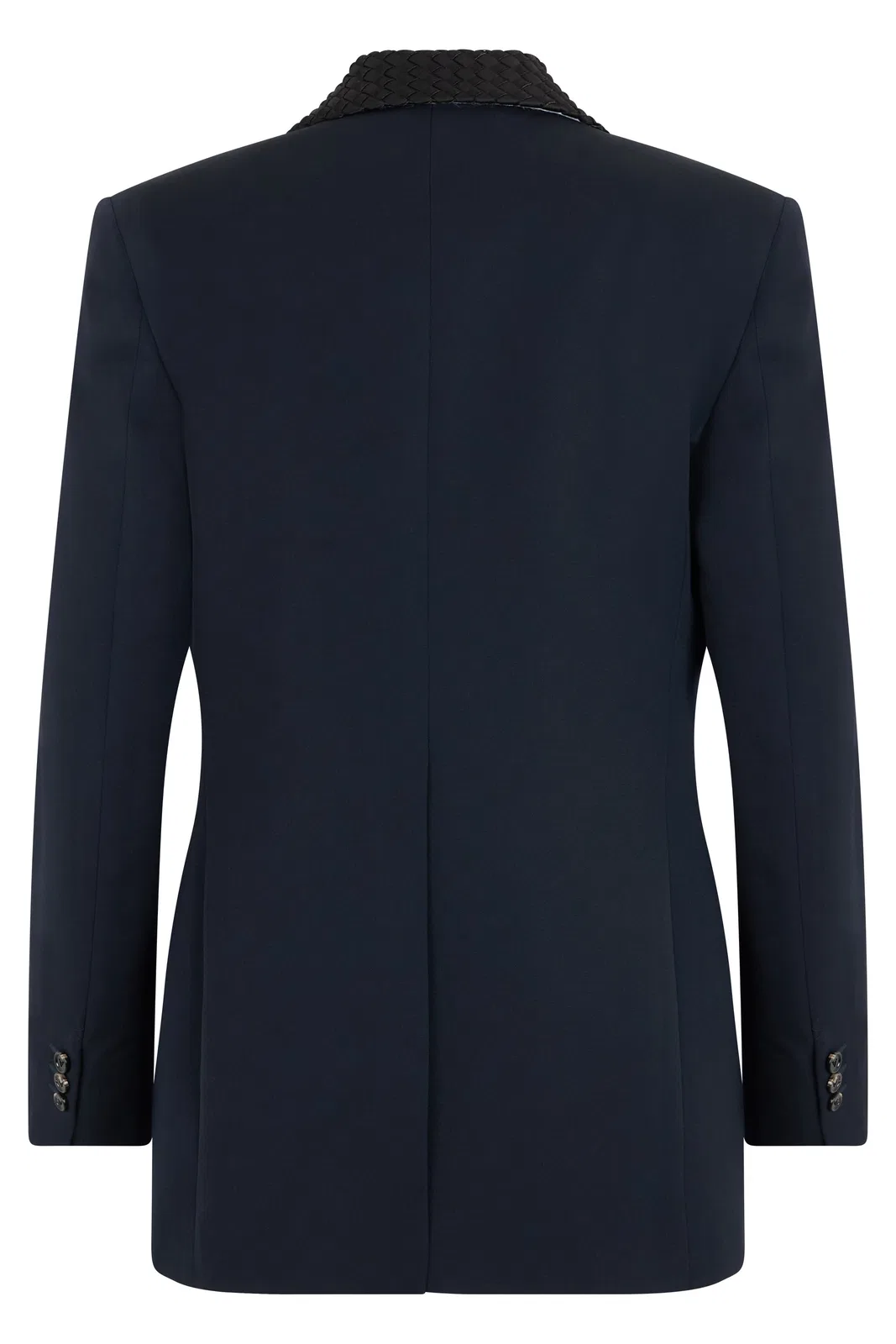 Bottega Veneta Midnight Blue Wool Intrecciato Collar Tu