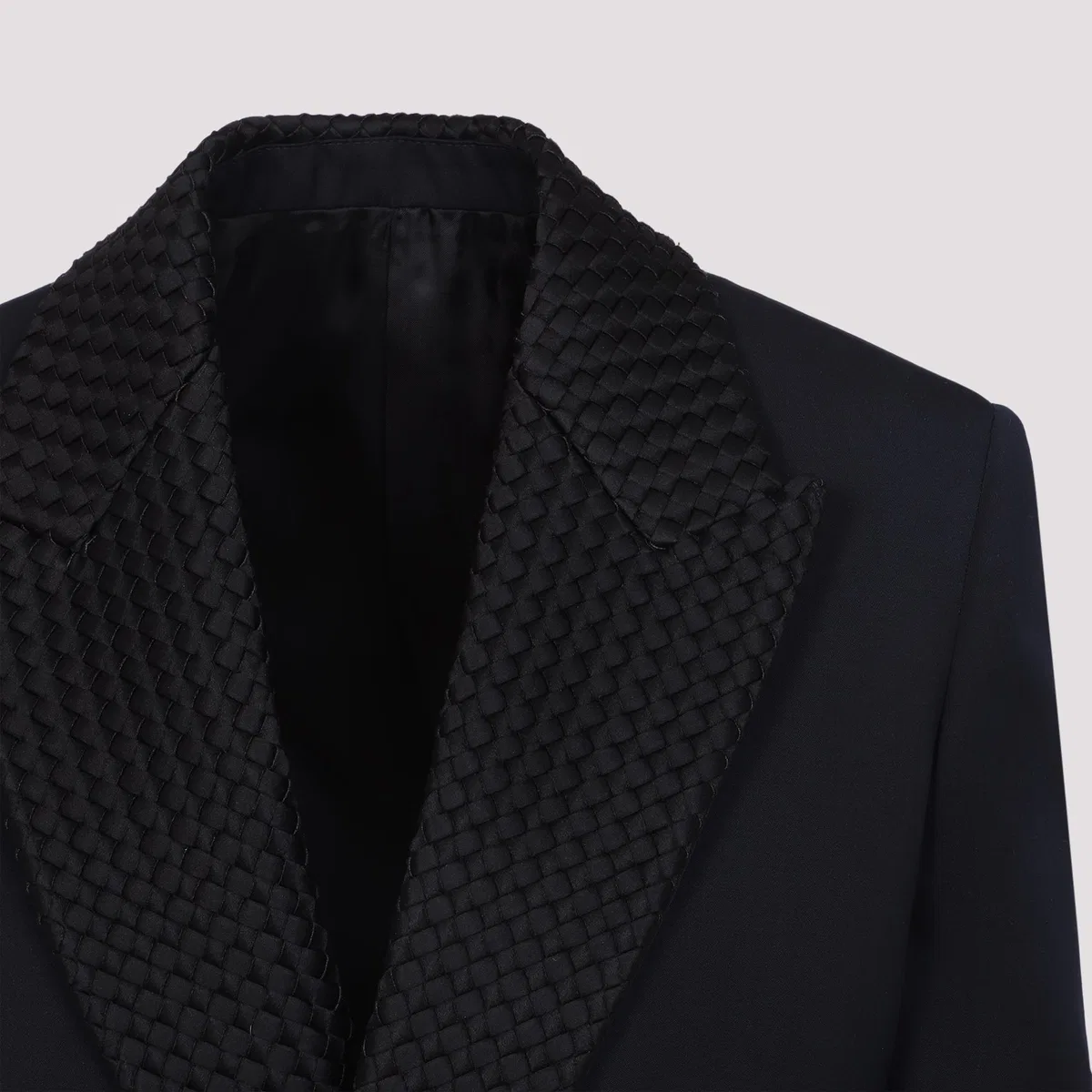 Bottega Veneta Midnight Blue Wool Intrecciato Collar Tu