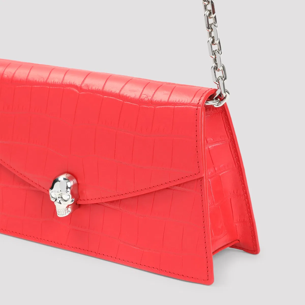 Alexander Mcqueen Pop Red Silver Skull Mini Bag