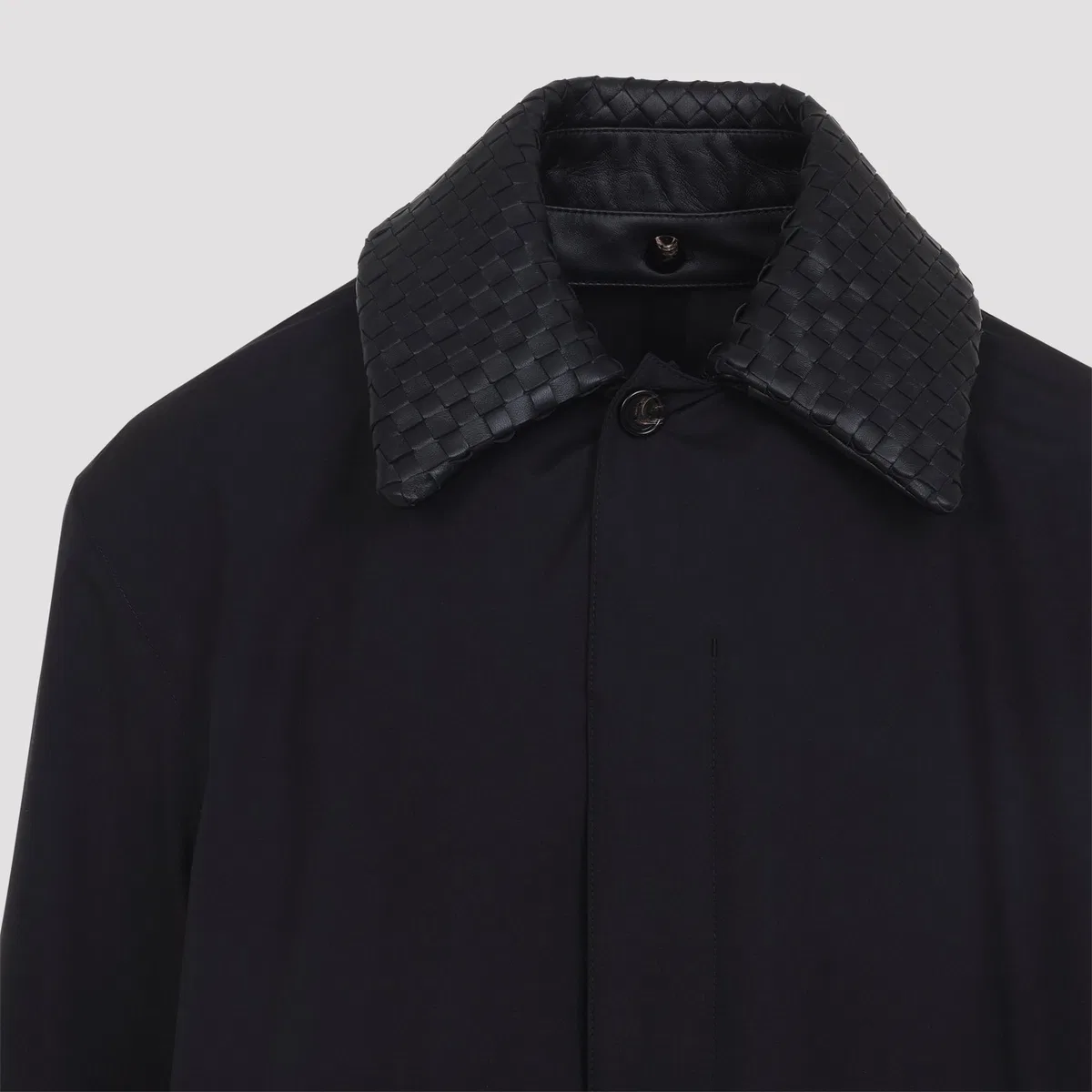 Bottega Veneta Double Black Technical Wool Trench