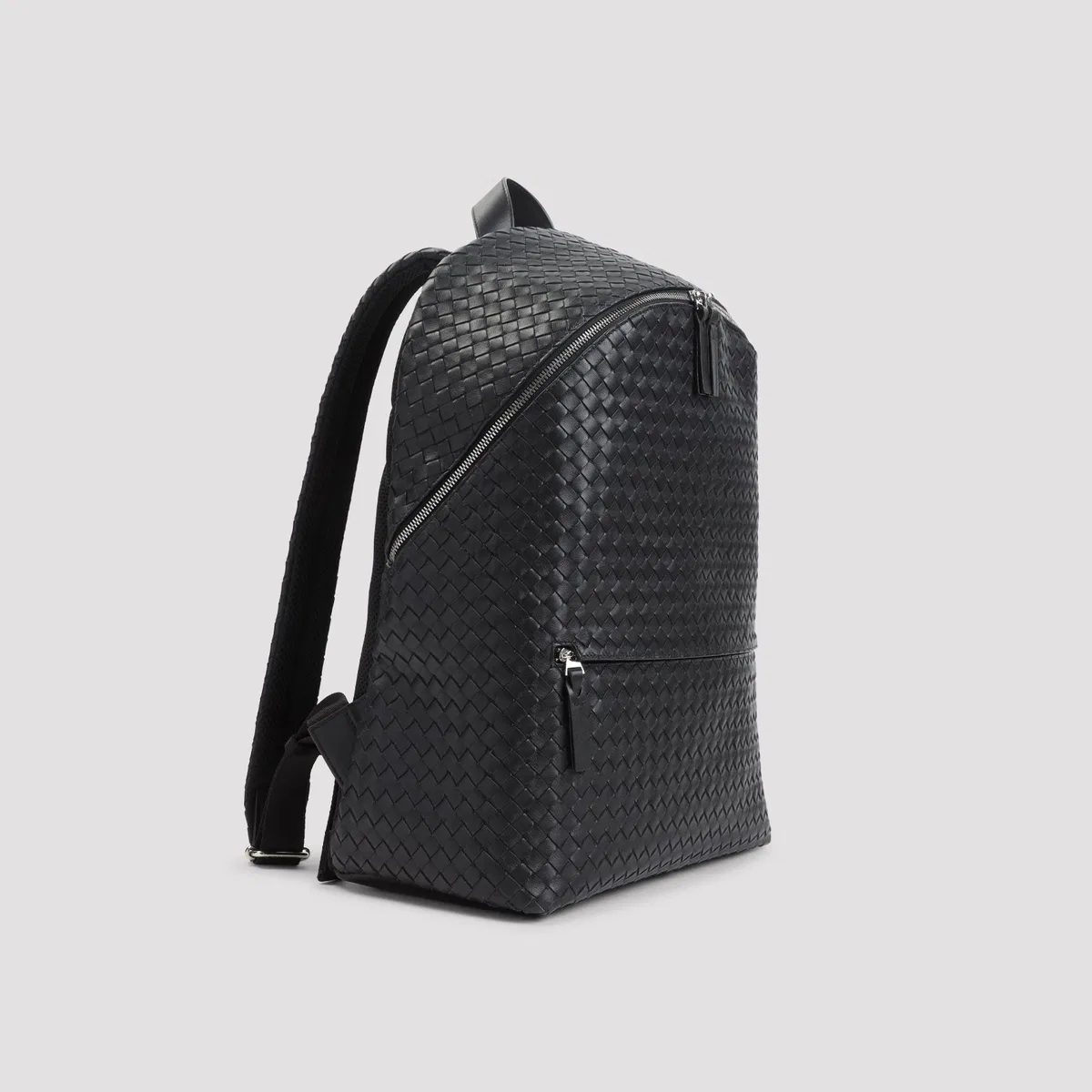 Bottega Veneta Black Leather Intrecciato Backpack