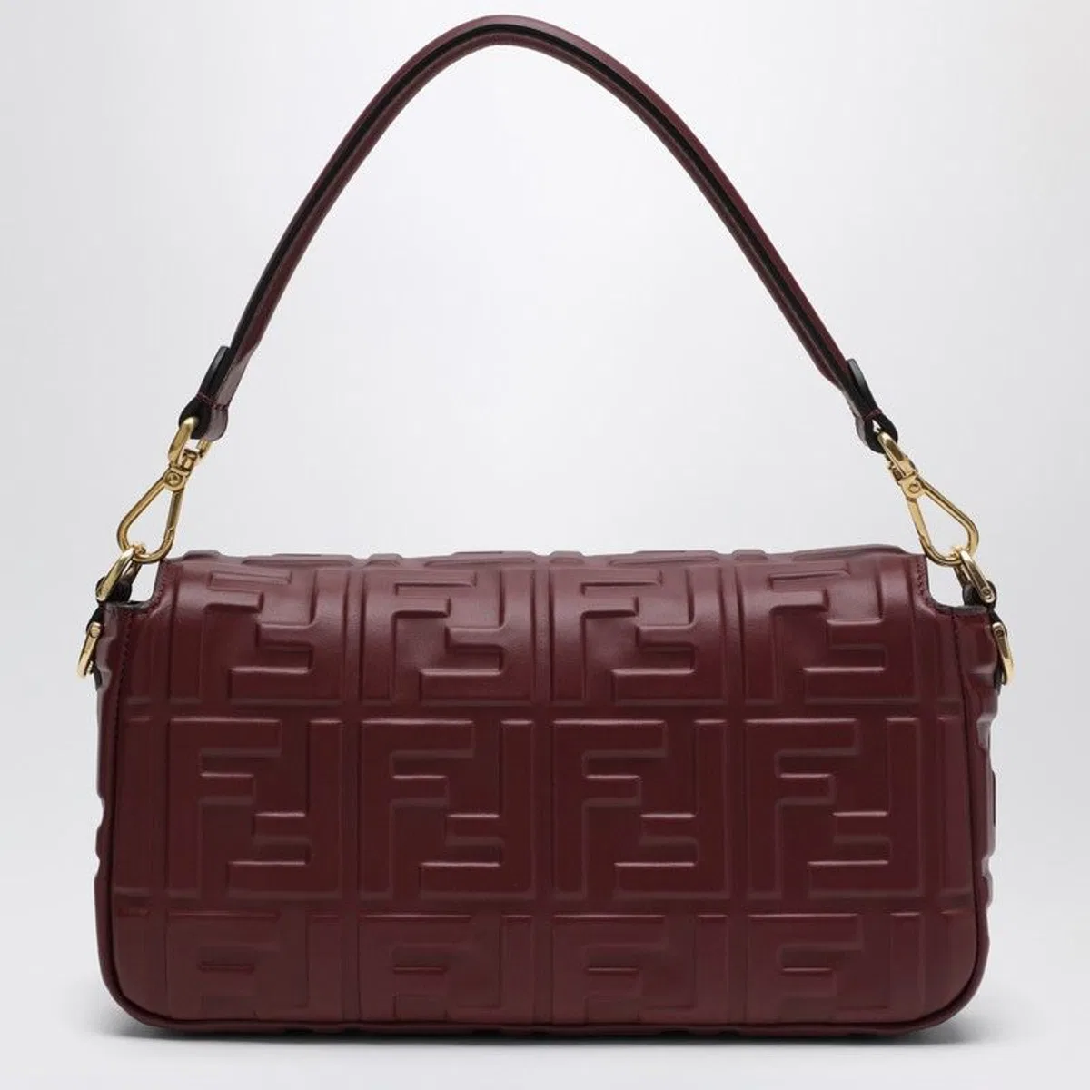 Fendi Mykonos Baguette, Burgundy With Golden D