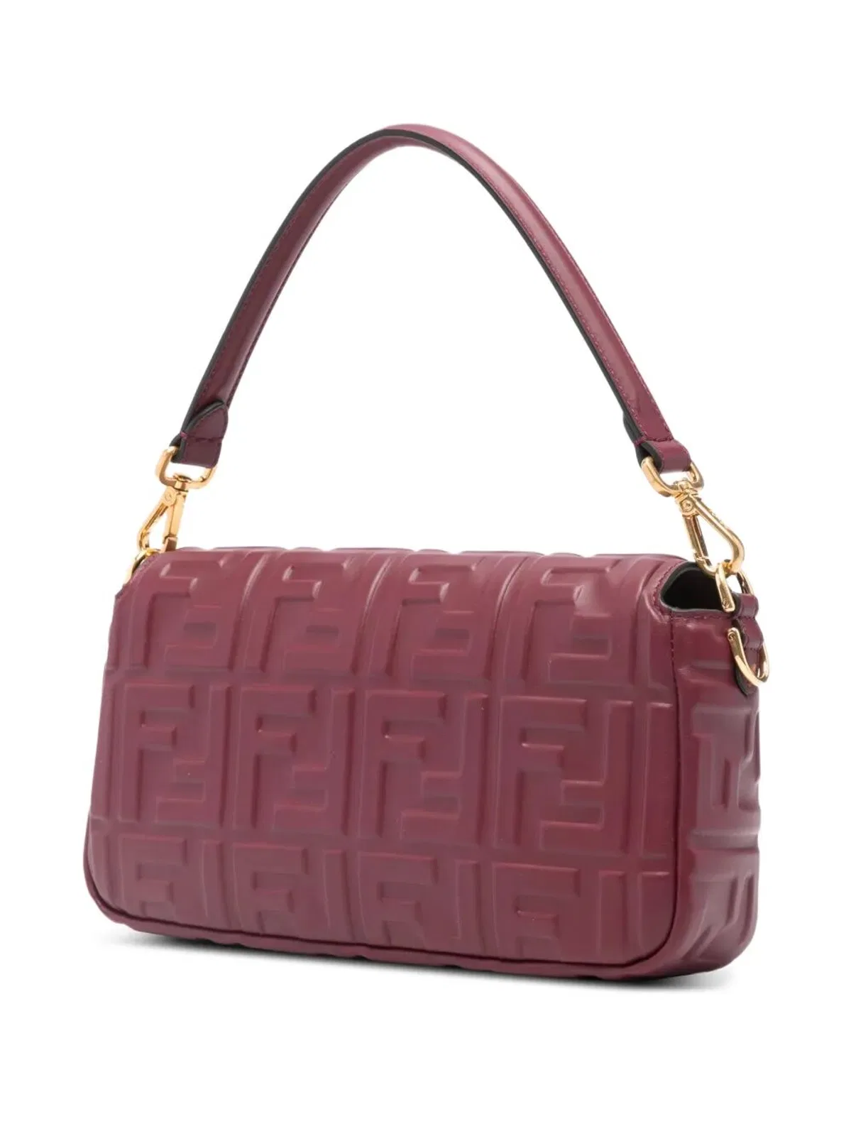 Fendi Mykonos Baguette, Burgundy With Golden D