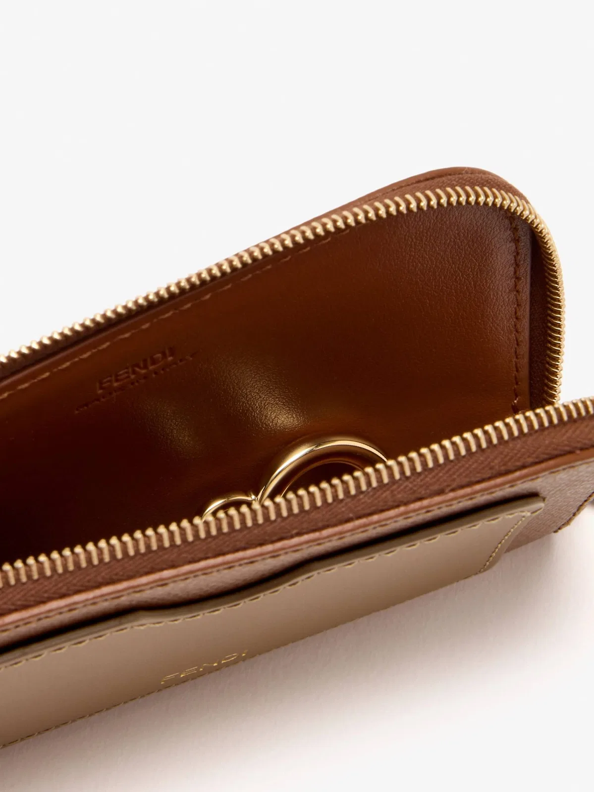 Fendi Nude Neutrals Leather Card Case Pouch