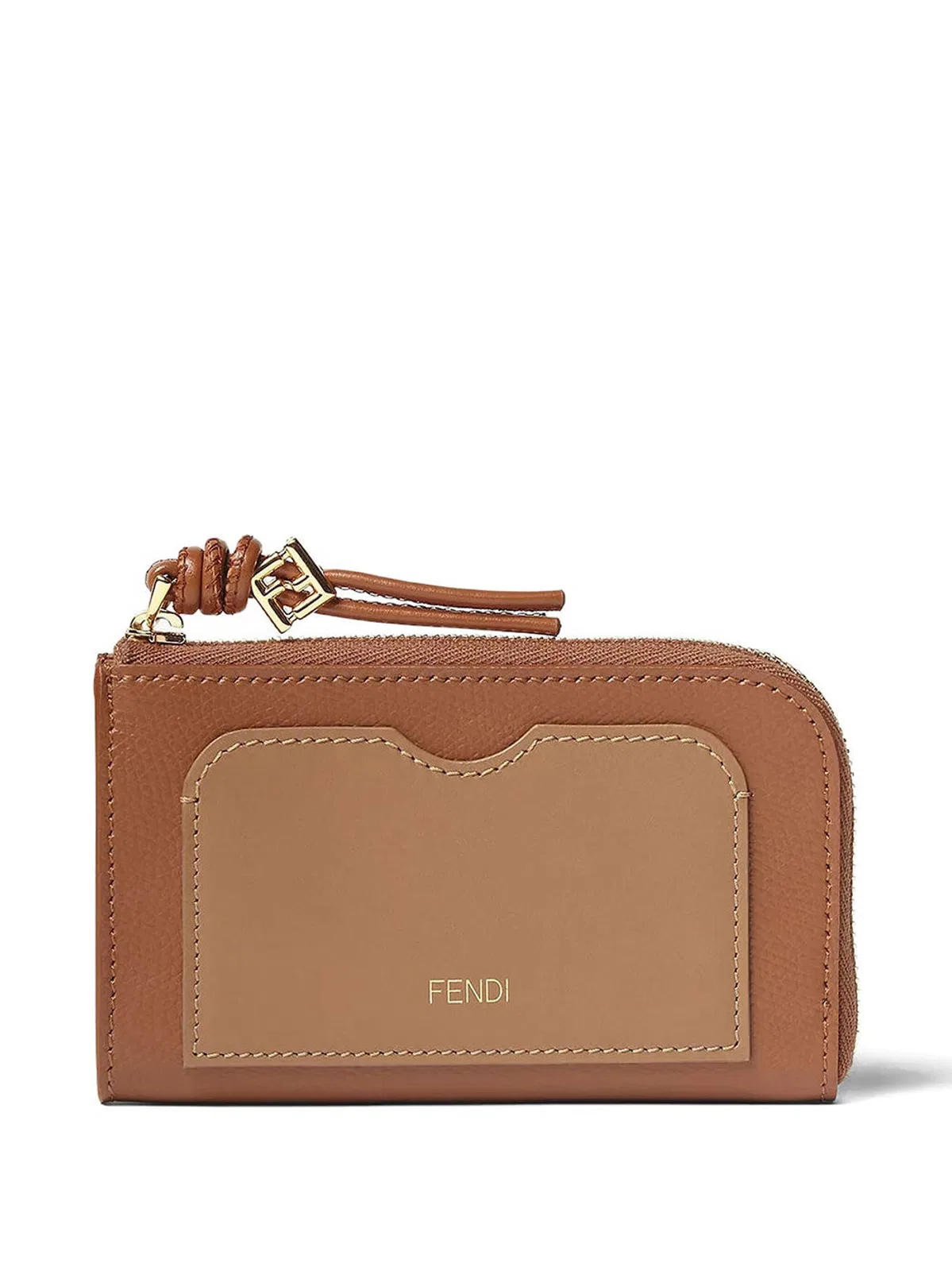 Fendi Nude Neutrals Leather Card Case Pouch