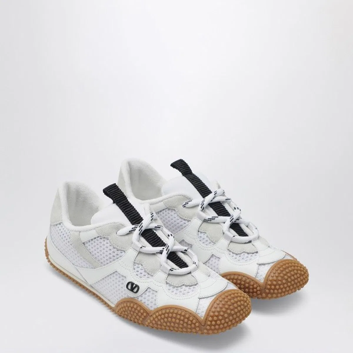 Valentino Garavani White Sneaker With Black Logo Grille