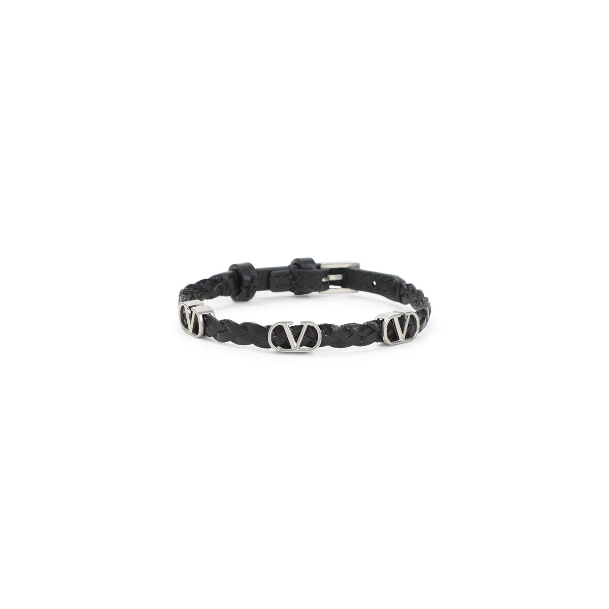 Valentino Garavani Black Leather Bracelet