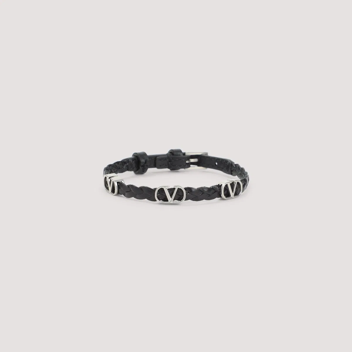 Valentino Garavani Black Leather Bracelet