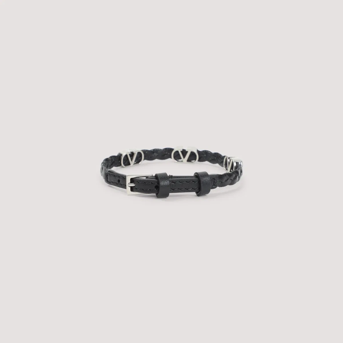 Valentino Garavani Black Leather Bracelet
