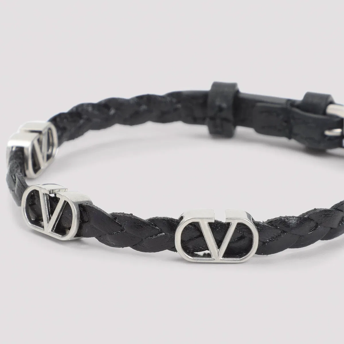 Valentino Garavani Black Leather Bracelet