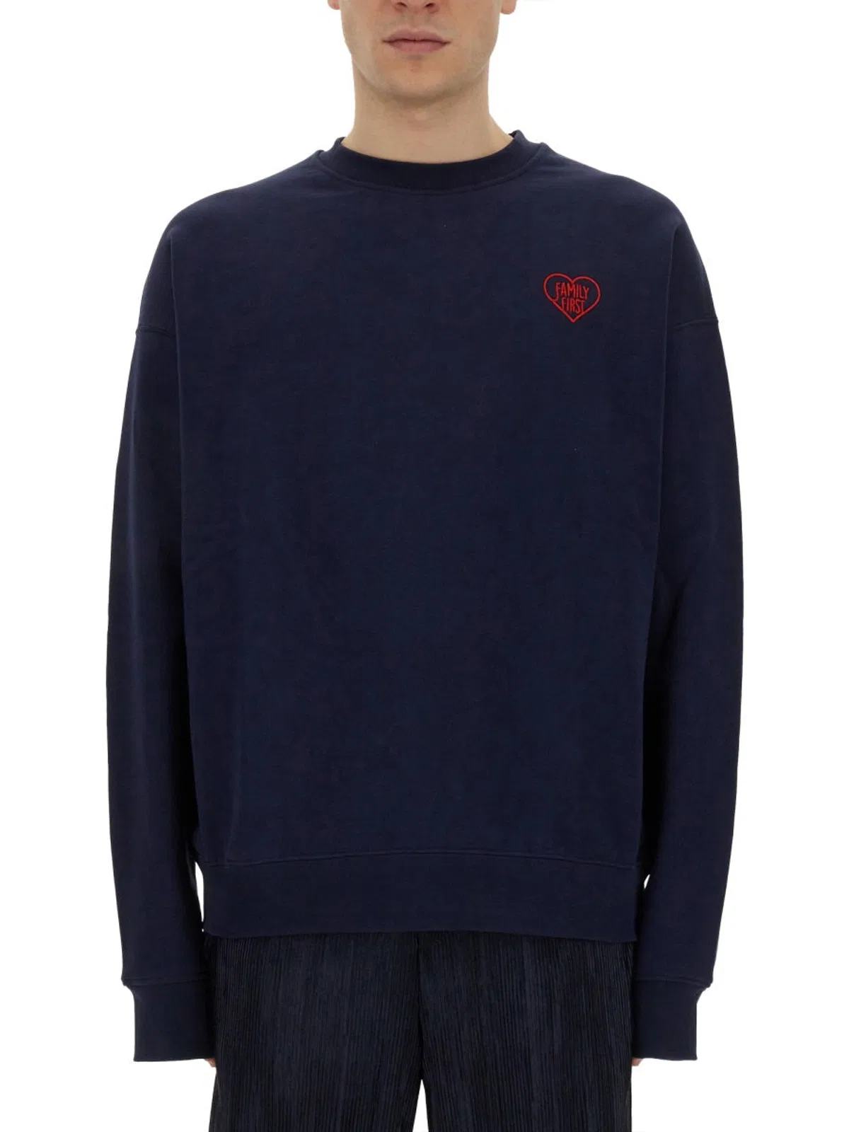 Family First Sweatshirt With Heart Embroidery