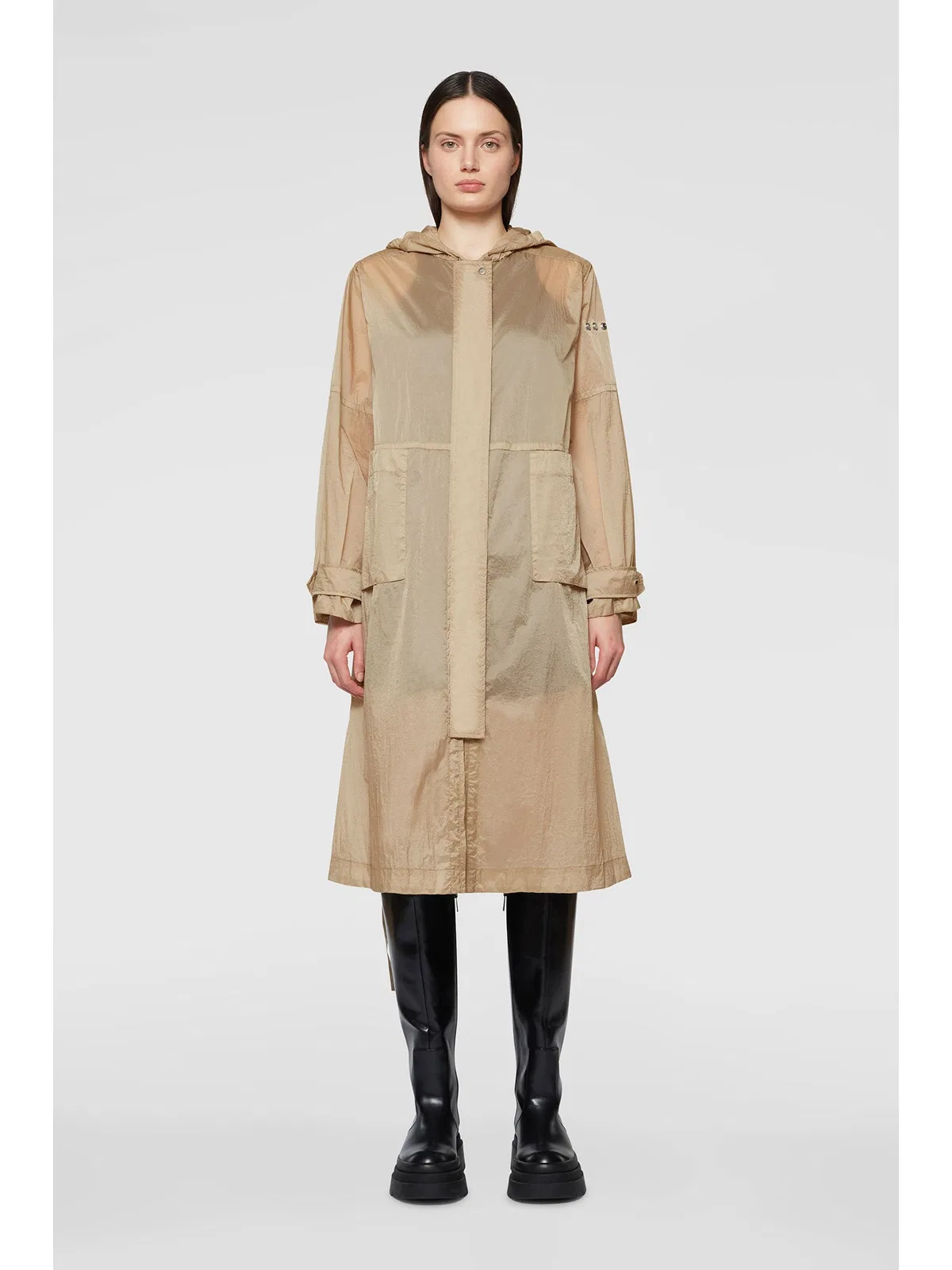 ADD Long Beige Parka With Hood