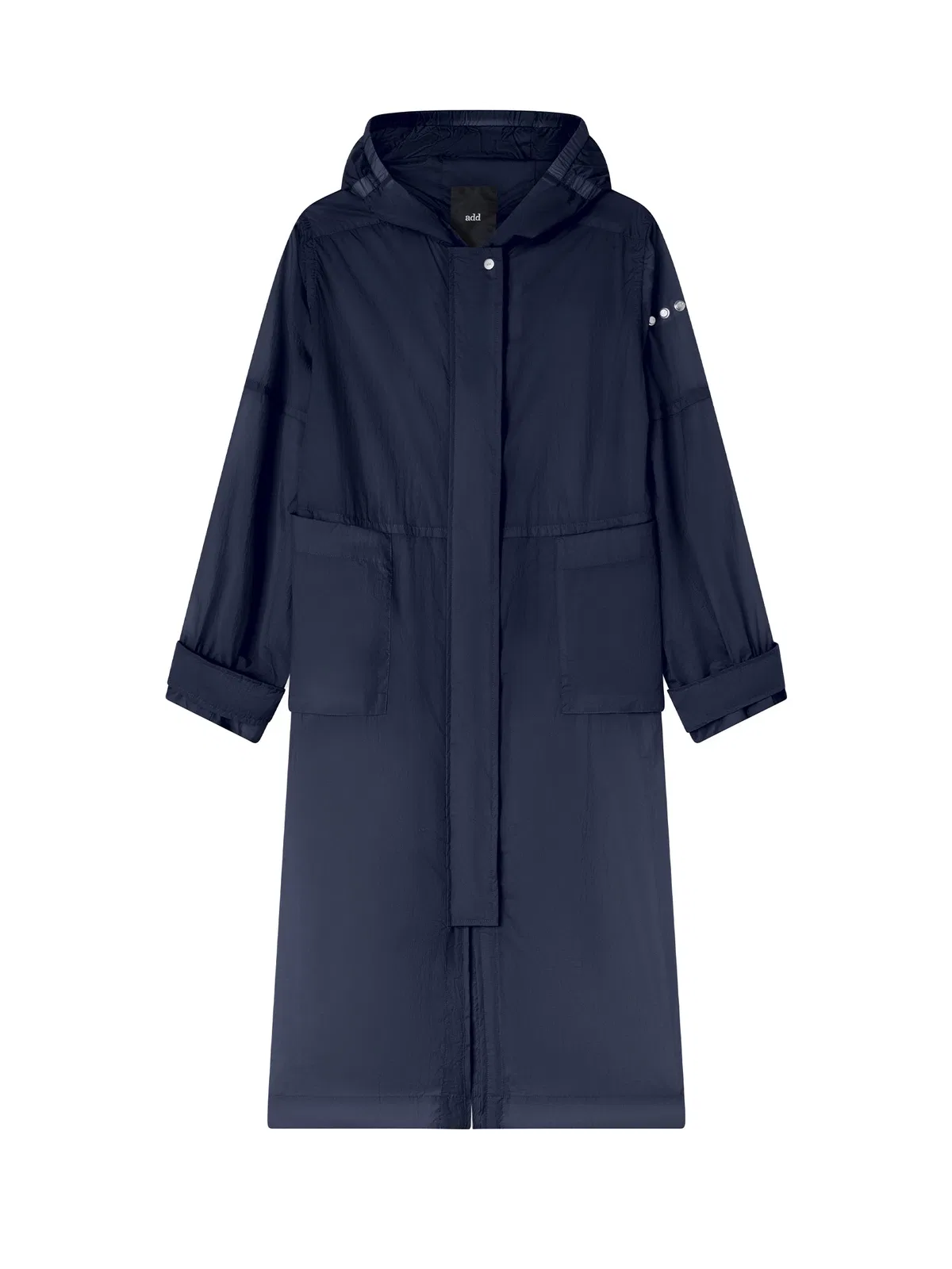 ADD Long Navy Blue Parka With Hood