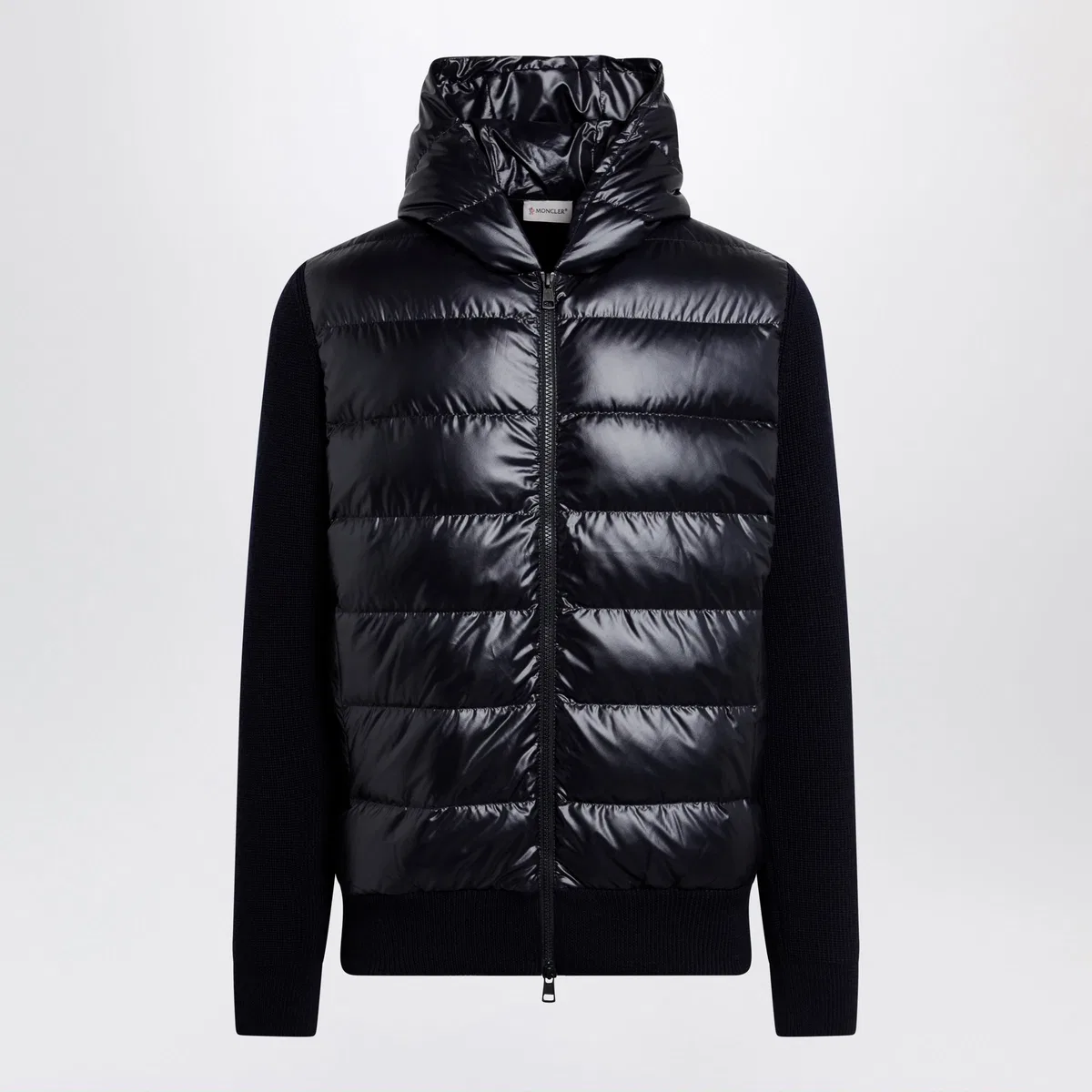 Moncler Blue Padded Wool Zip-Up Hoodie