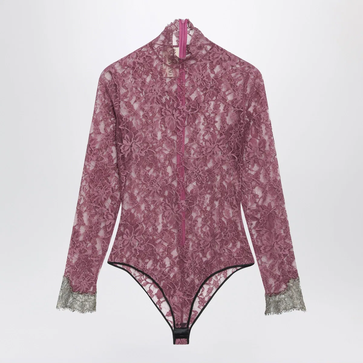 Valentino Burgundy Lace Bodysuit With Contrasting 