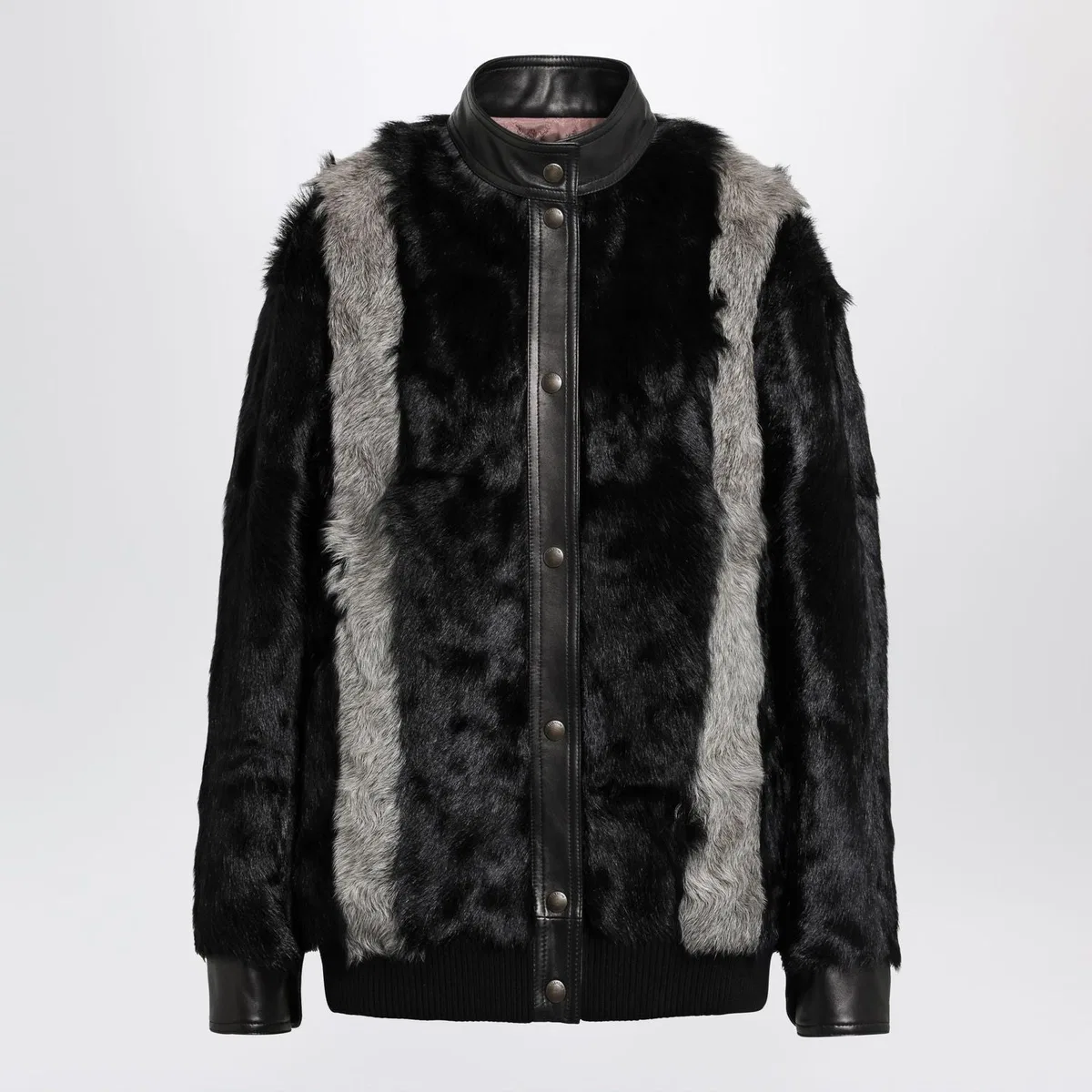 Valentino Garavani Black/Grey Shearling And Leather Jacket
