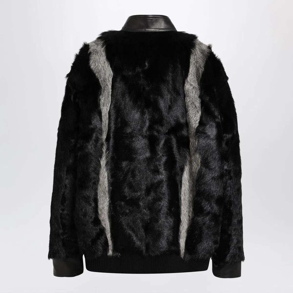 Valentino Garavani Black/Grey Shearling And Leather Jacket