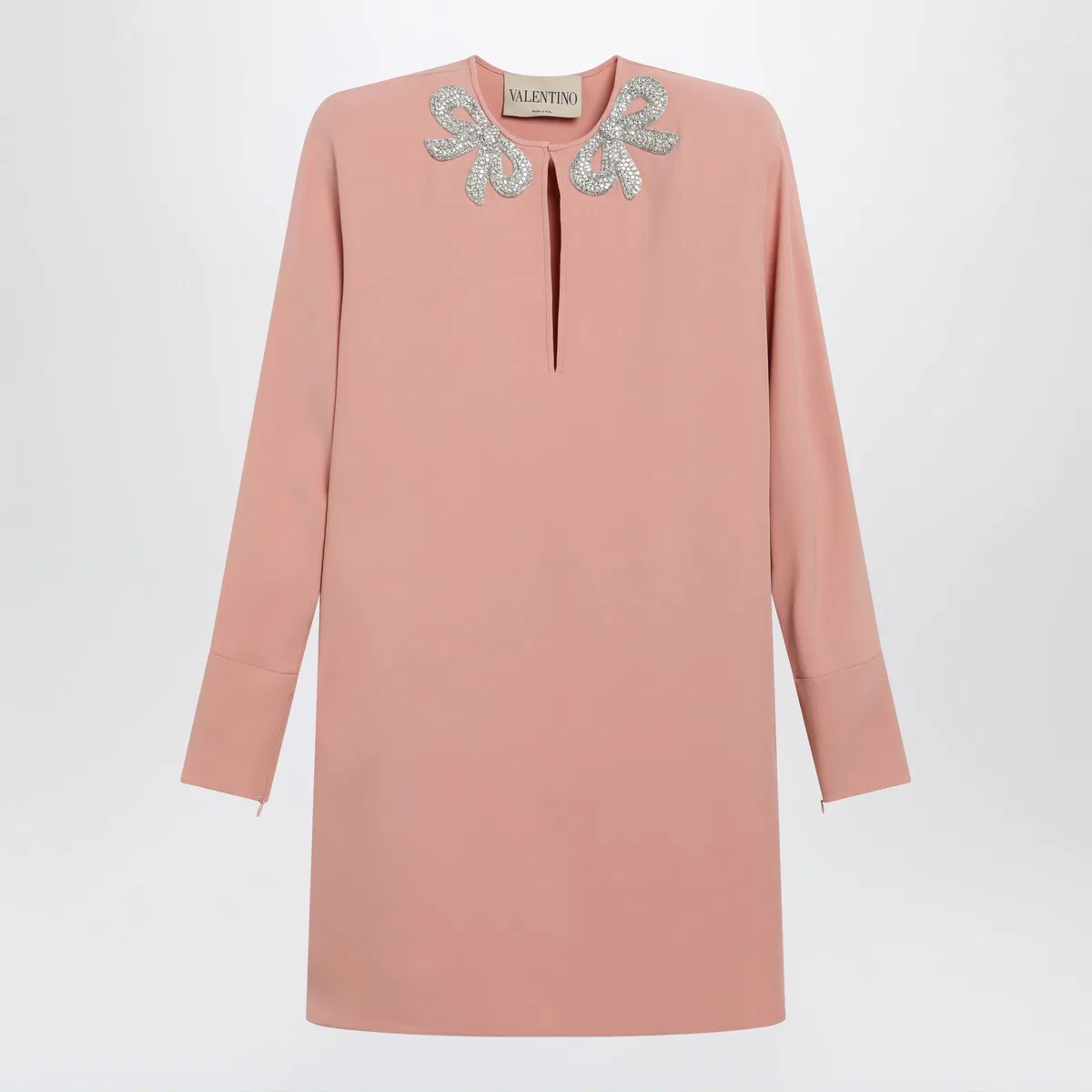 Valentino Pink Silk Short Dress With Embroidered B