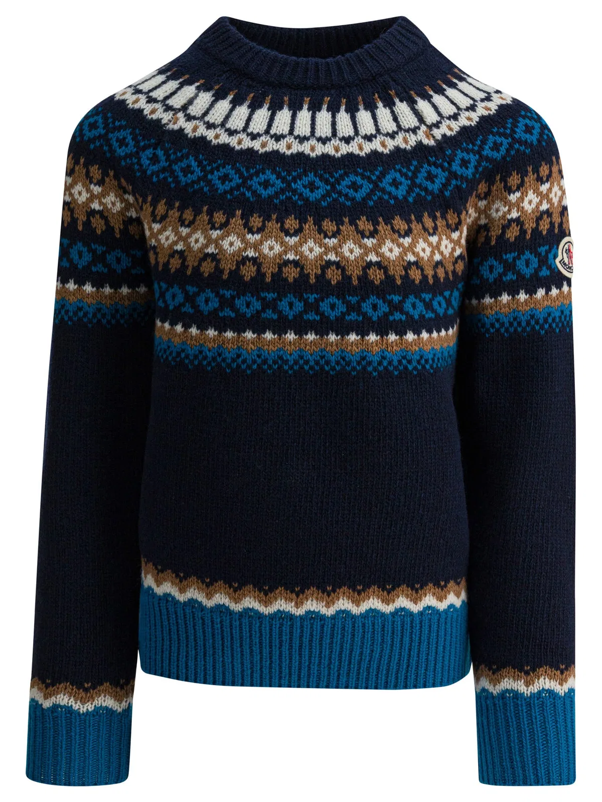 Moncler Kids Blue Wool Nylon Knitwear