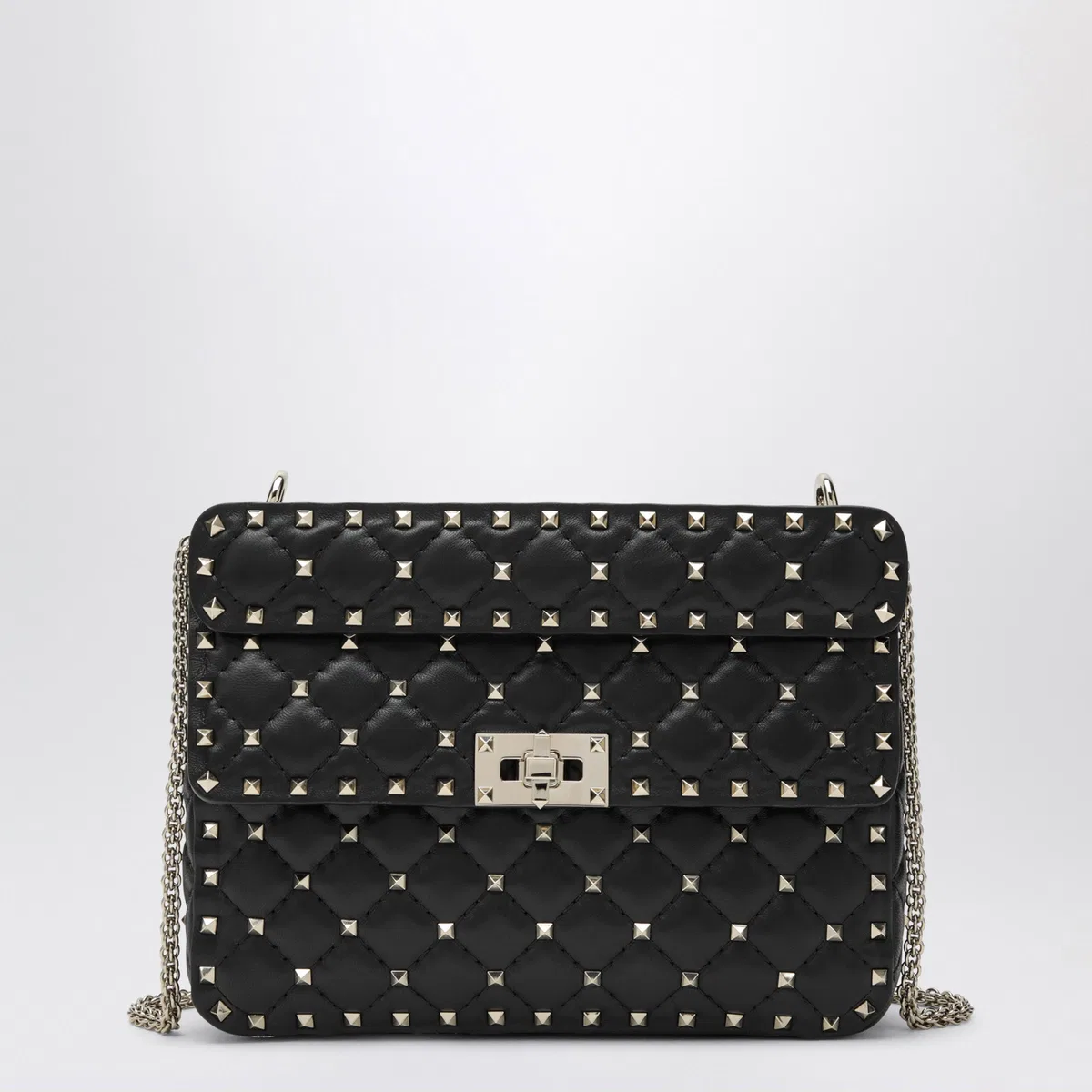 Valentino Garavani Medium Rockstud Spike Bag In Black Nappa
