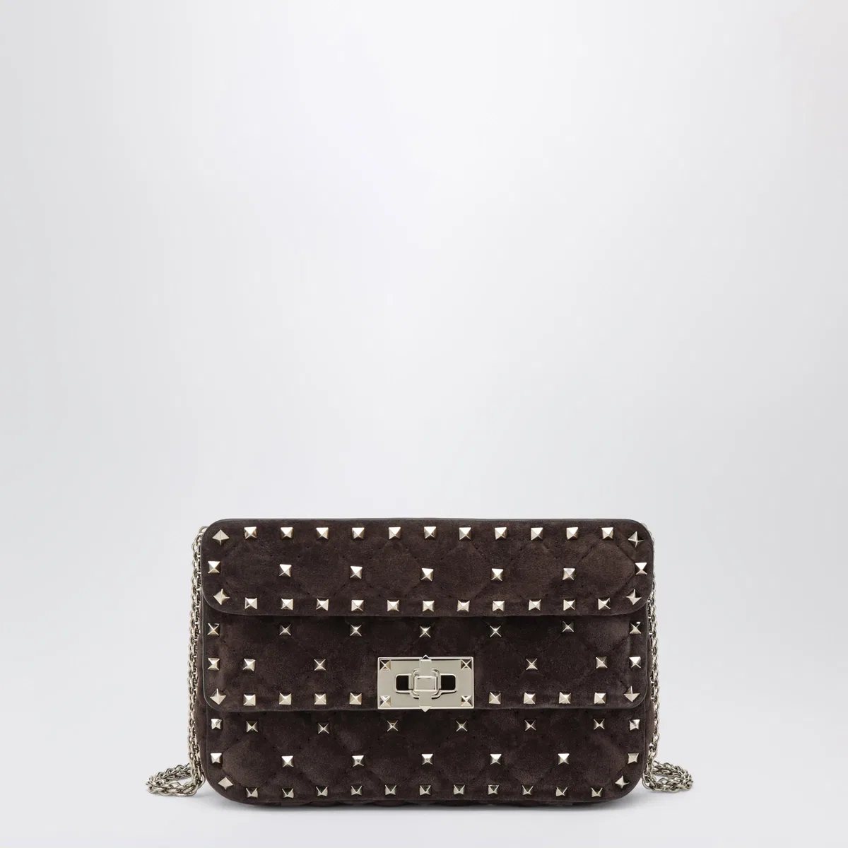 Valentino Garavani Rockstud Spike Bag In Brown Suede