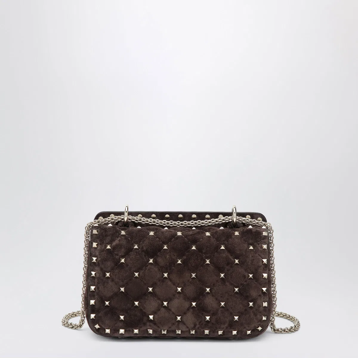 Valentino Garavani Rockstud Spike Bag In Brown Suede