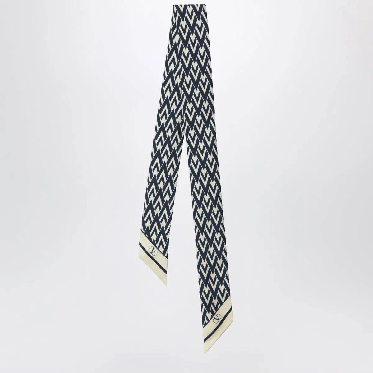 Valentino Garavani Tout La V Bandeau Scarf In Ivory / Blue 