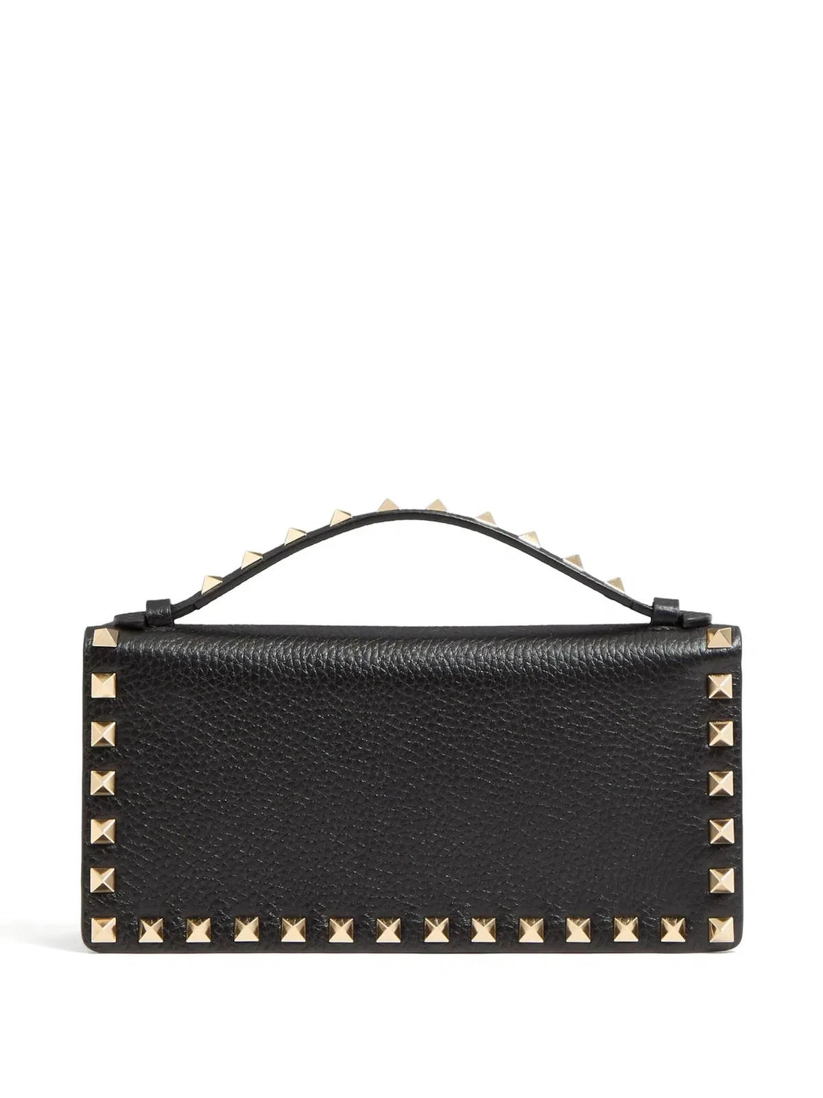 Valentino Garavani Black Rockstud Leather Wallet With Chain