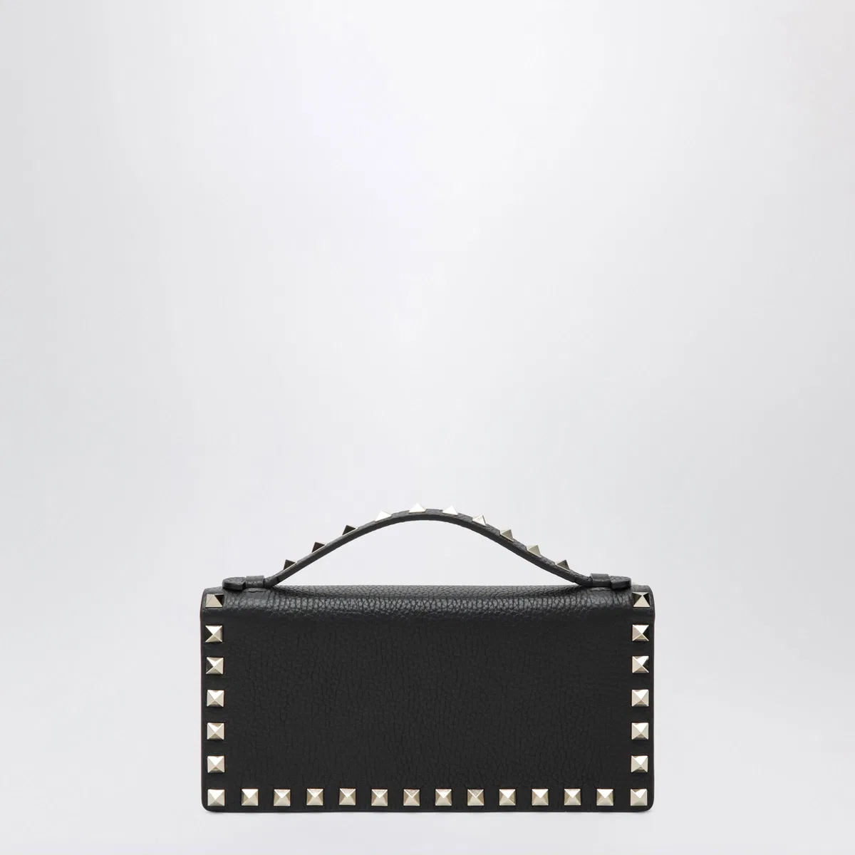 Valentino Garavani Black Rockstud Leather Wallet With Chain